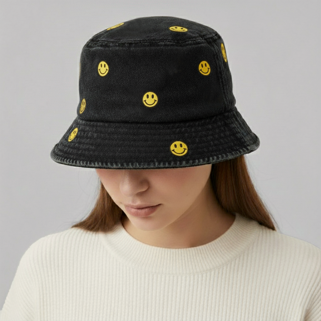 Denim Smile Bucket Hat