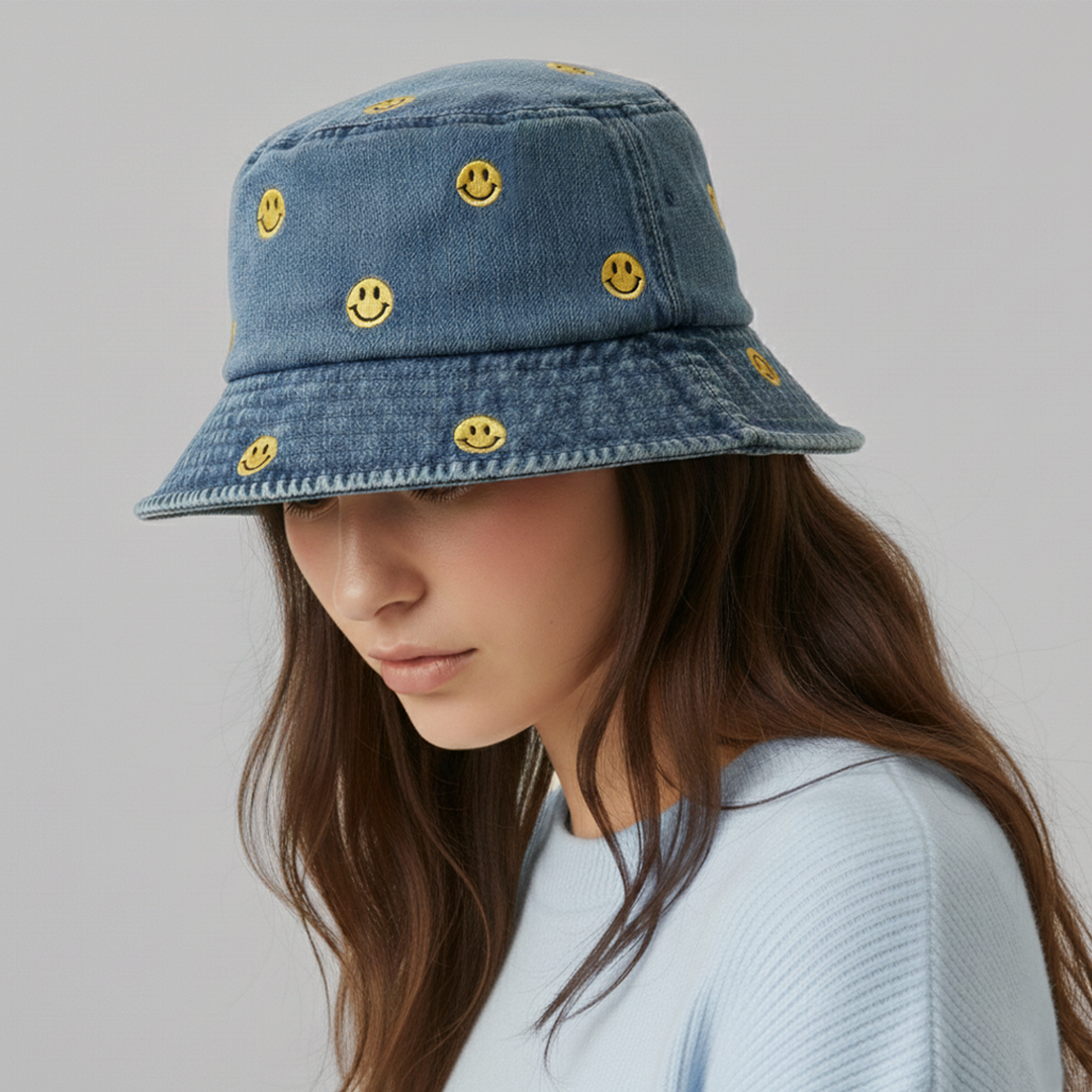 Denim Smile Bucket Hat