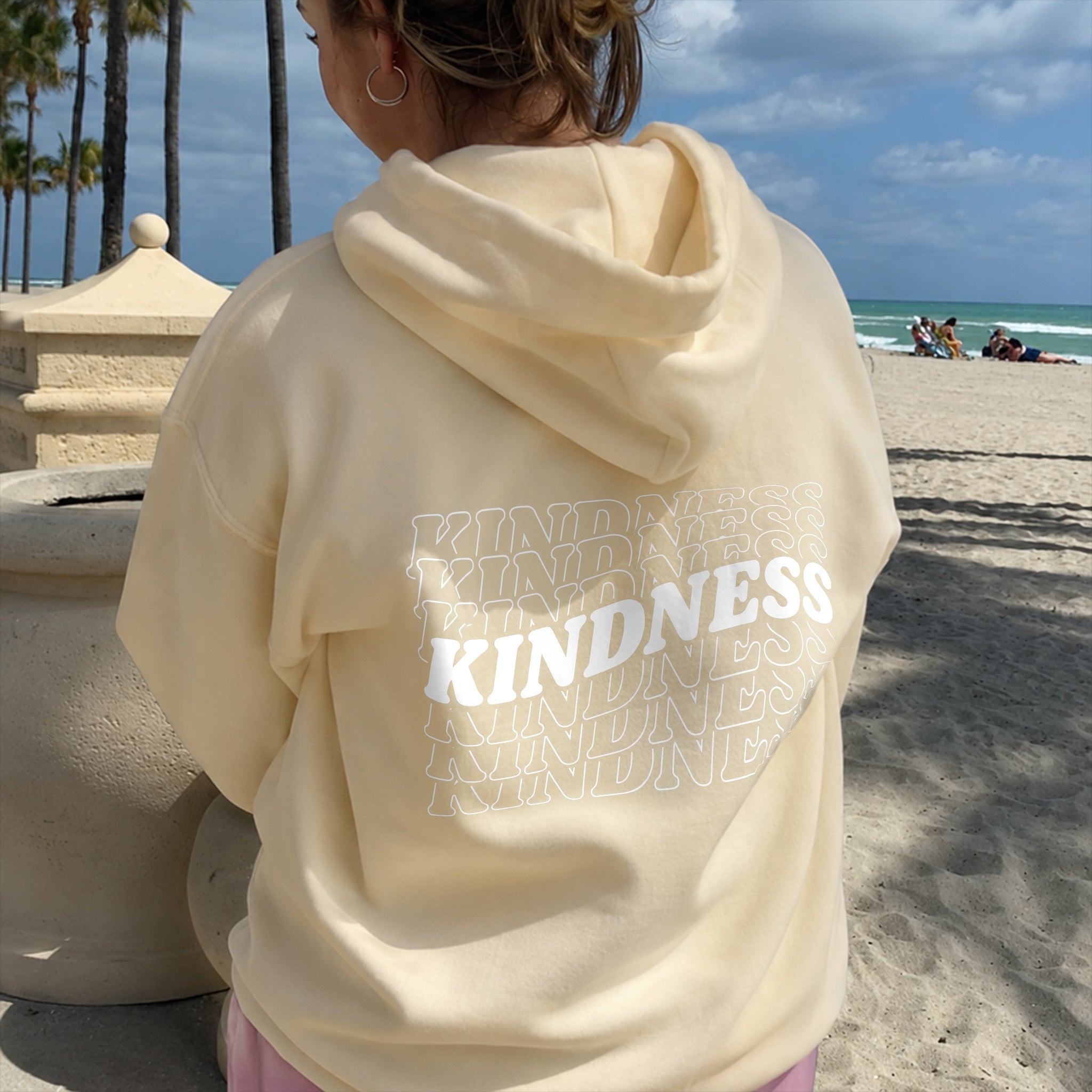 Kindness Wave Hoodie - Warm Sand back