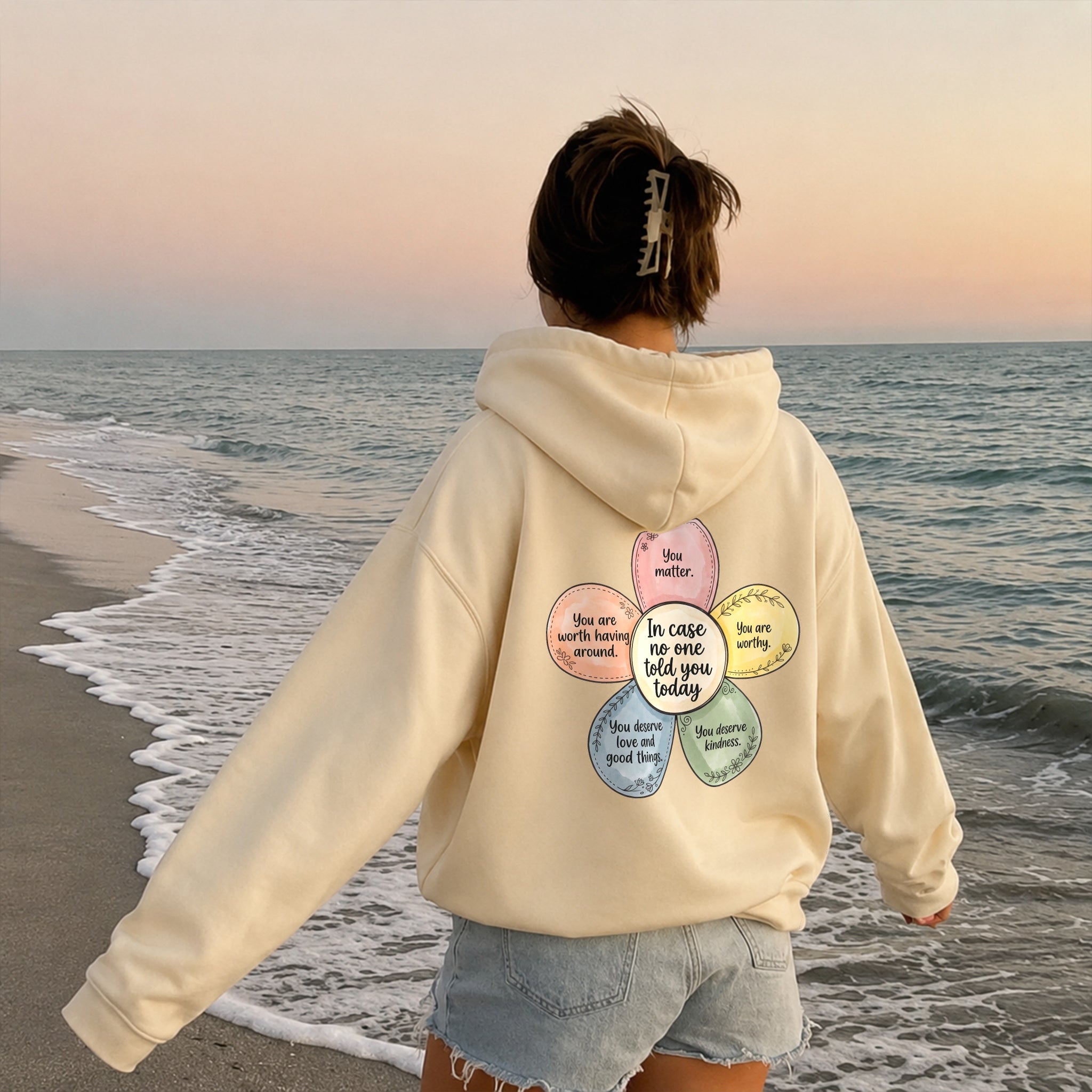 Kind Reminder Hoodie - Warm Sand back