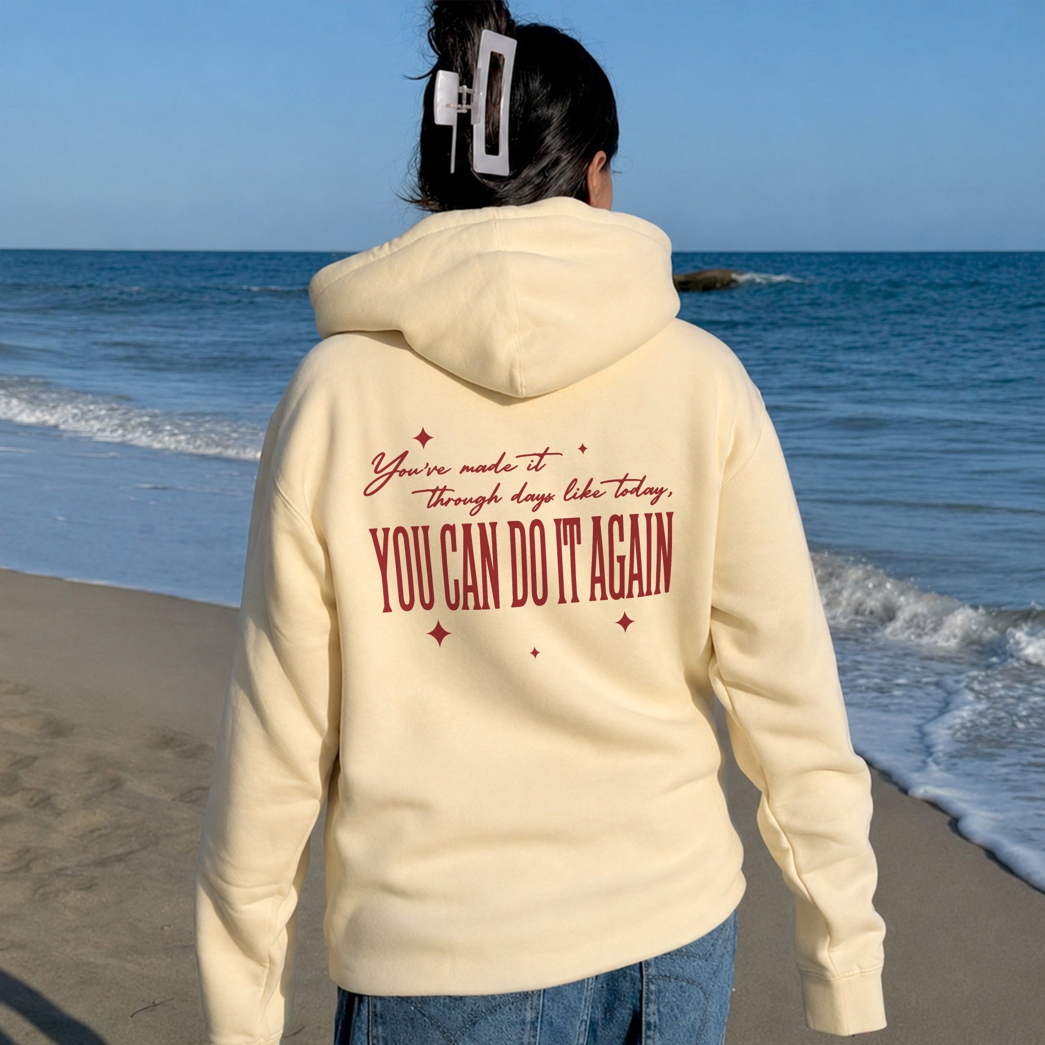 You Can Do It Again Hoodie - Warm Sand back