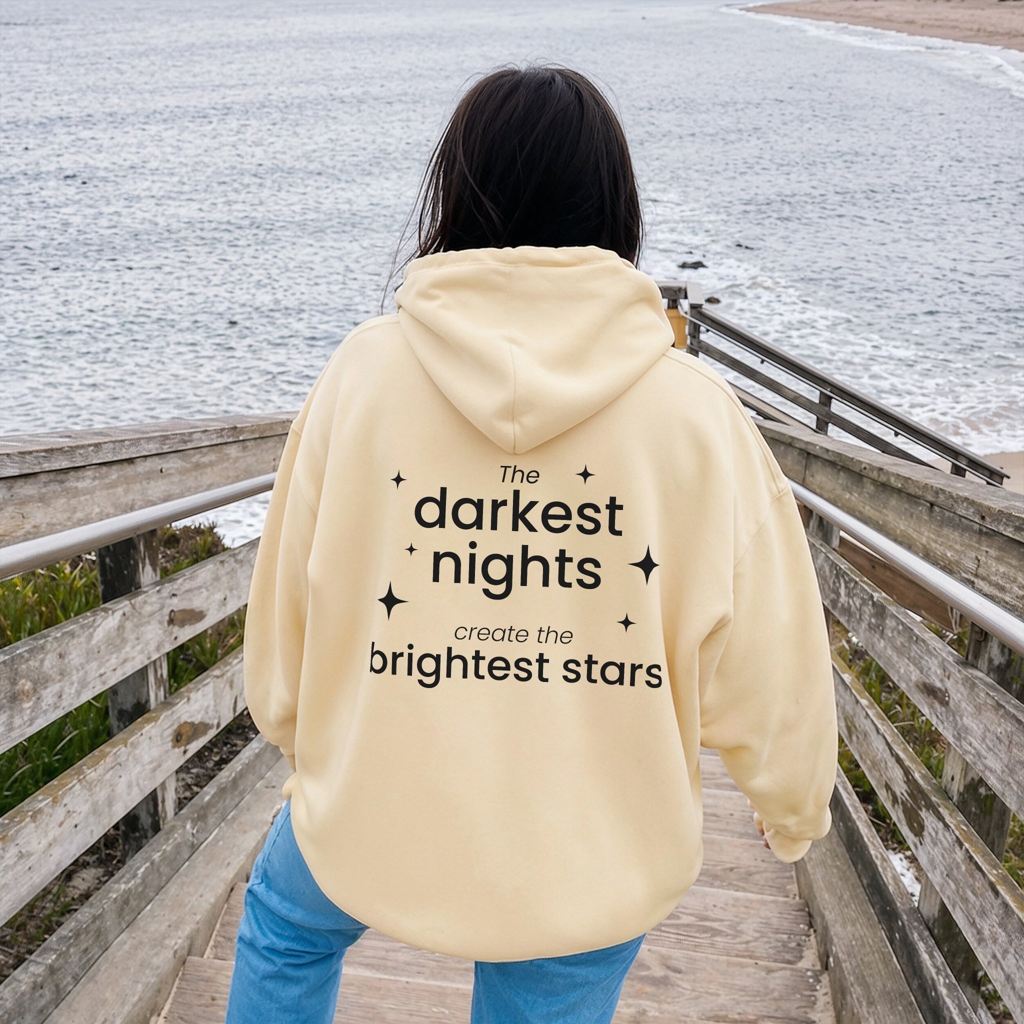 Darkest Nights Hoodie - Warm Sand Back