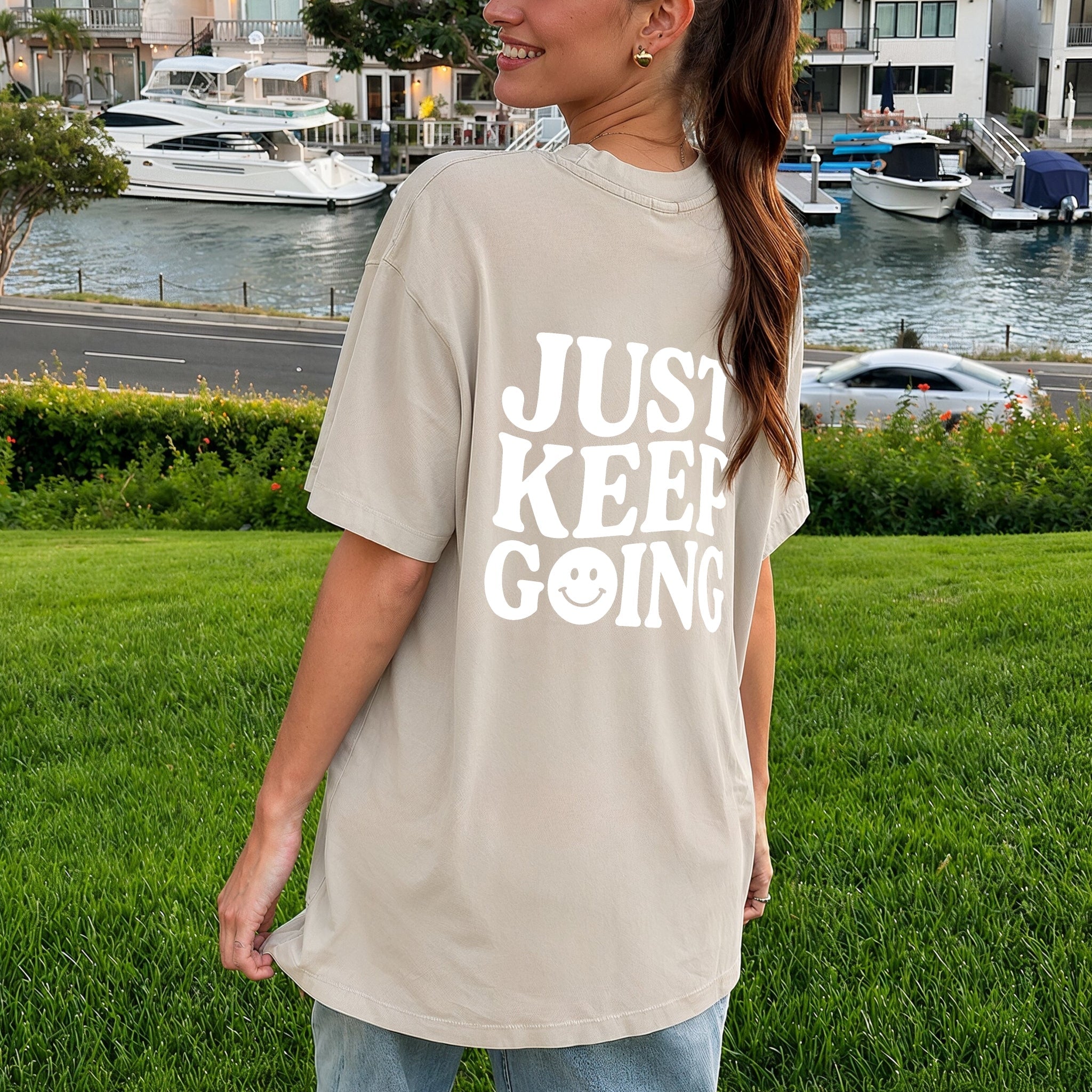 Keep Going Tee - Warm Sand Back