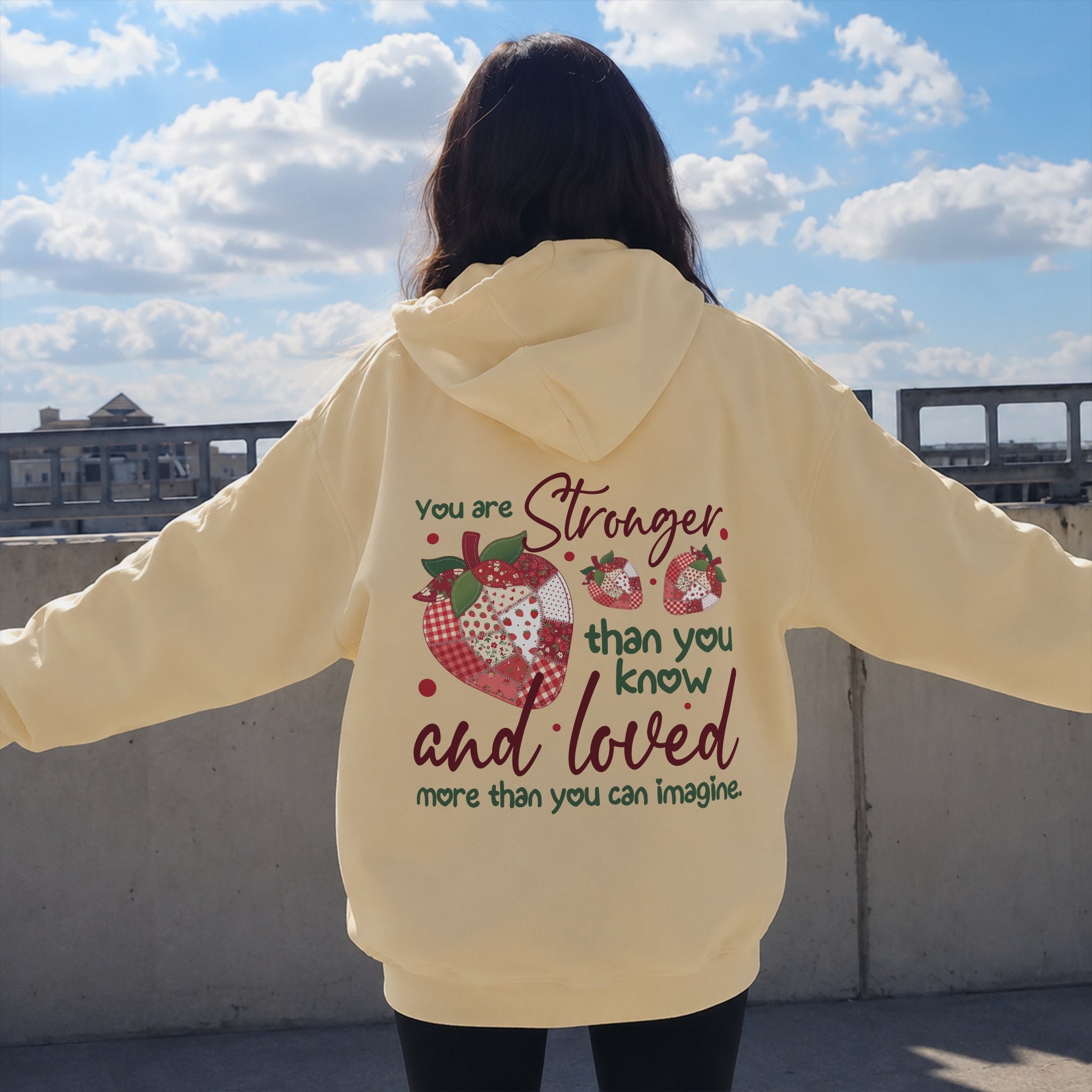 Stronger Than You Know Hoodie - Warm Sand back