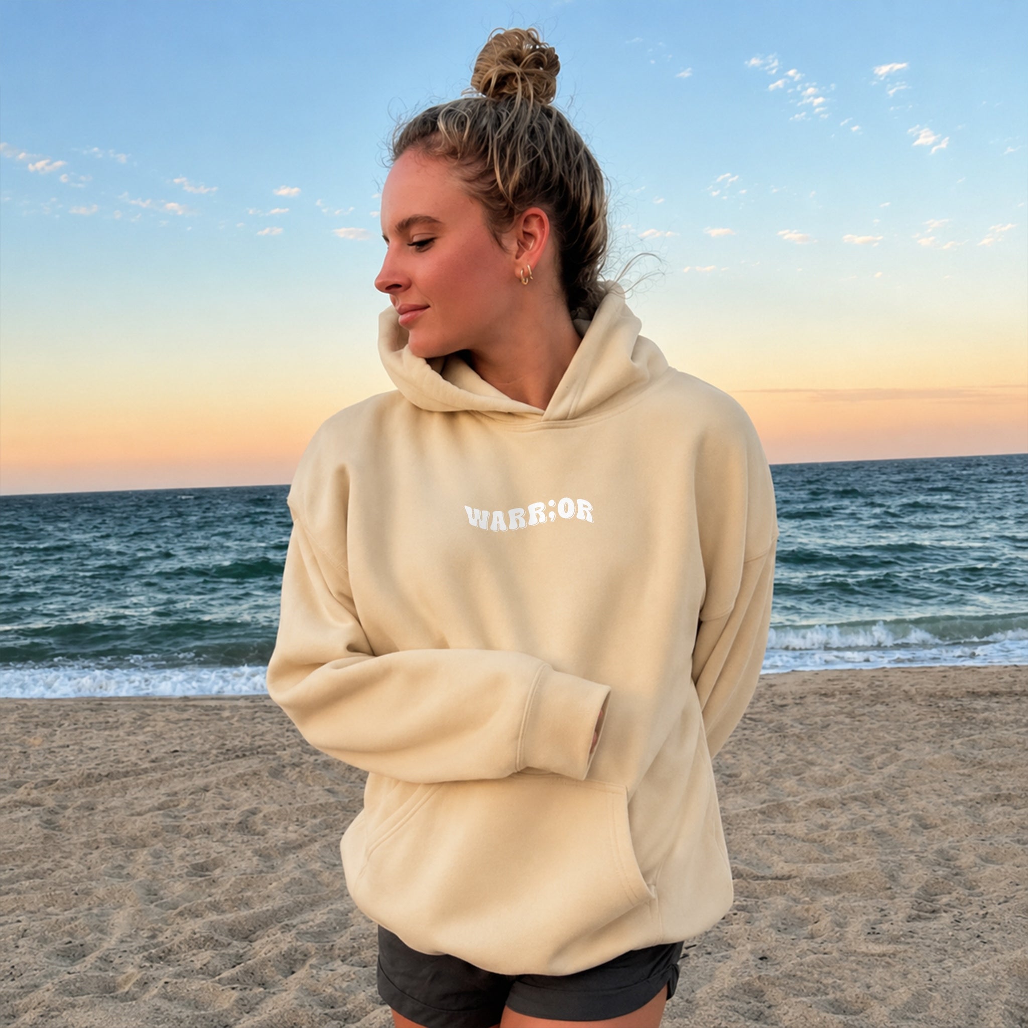 Warr;or Hoodie - Warm Sand front
