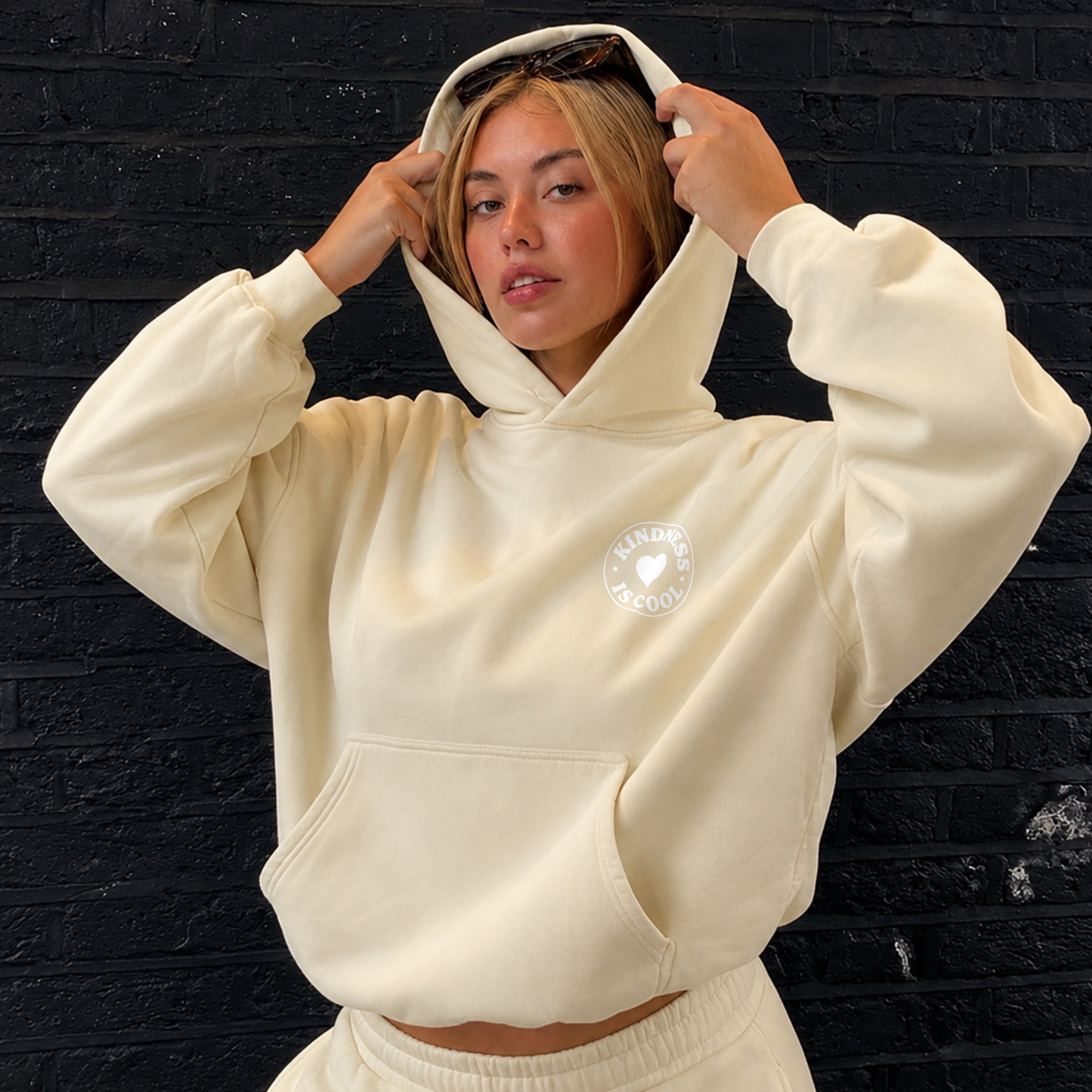 Kindness Wave Hoodie - Warm Sand front