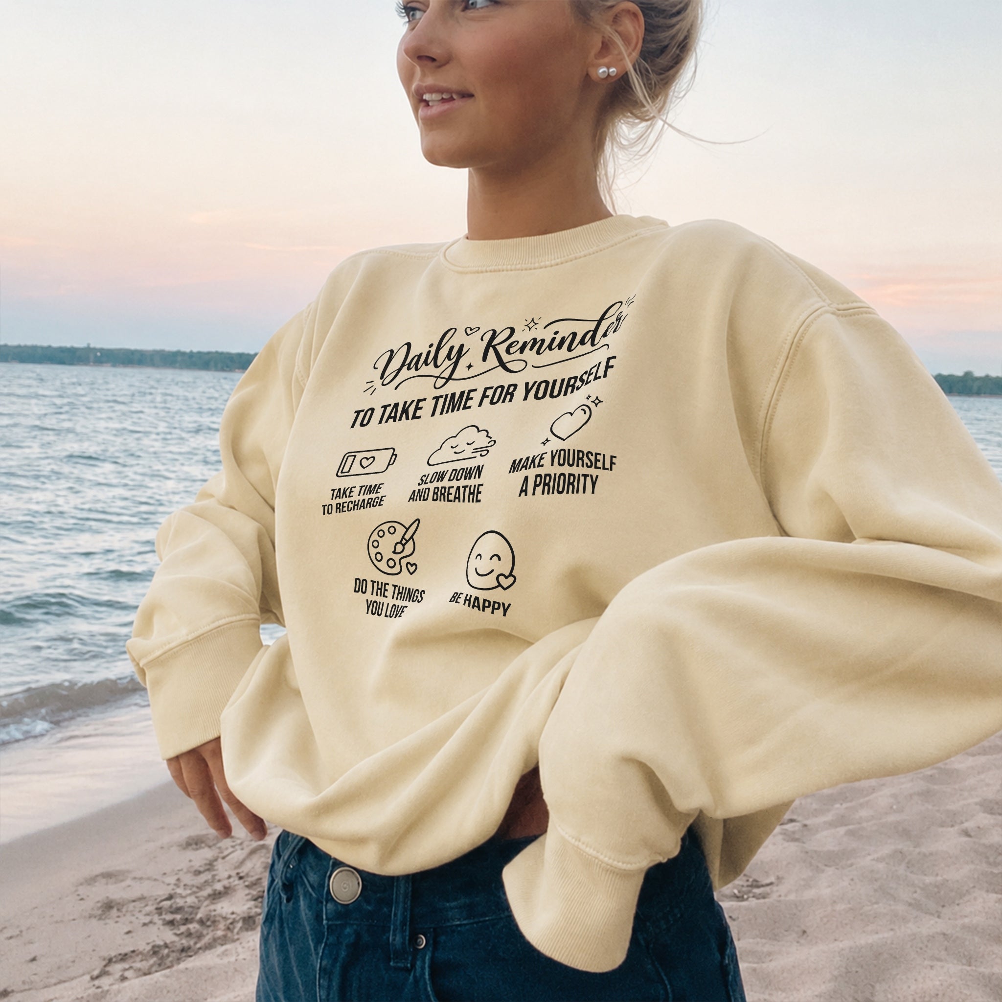 Take Time For Yourself Sweater - Warm Sand front