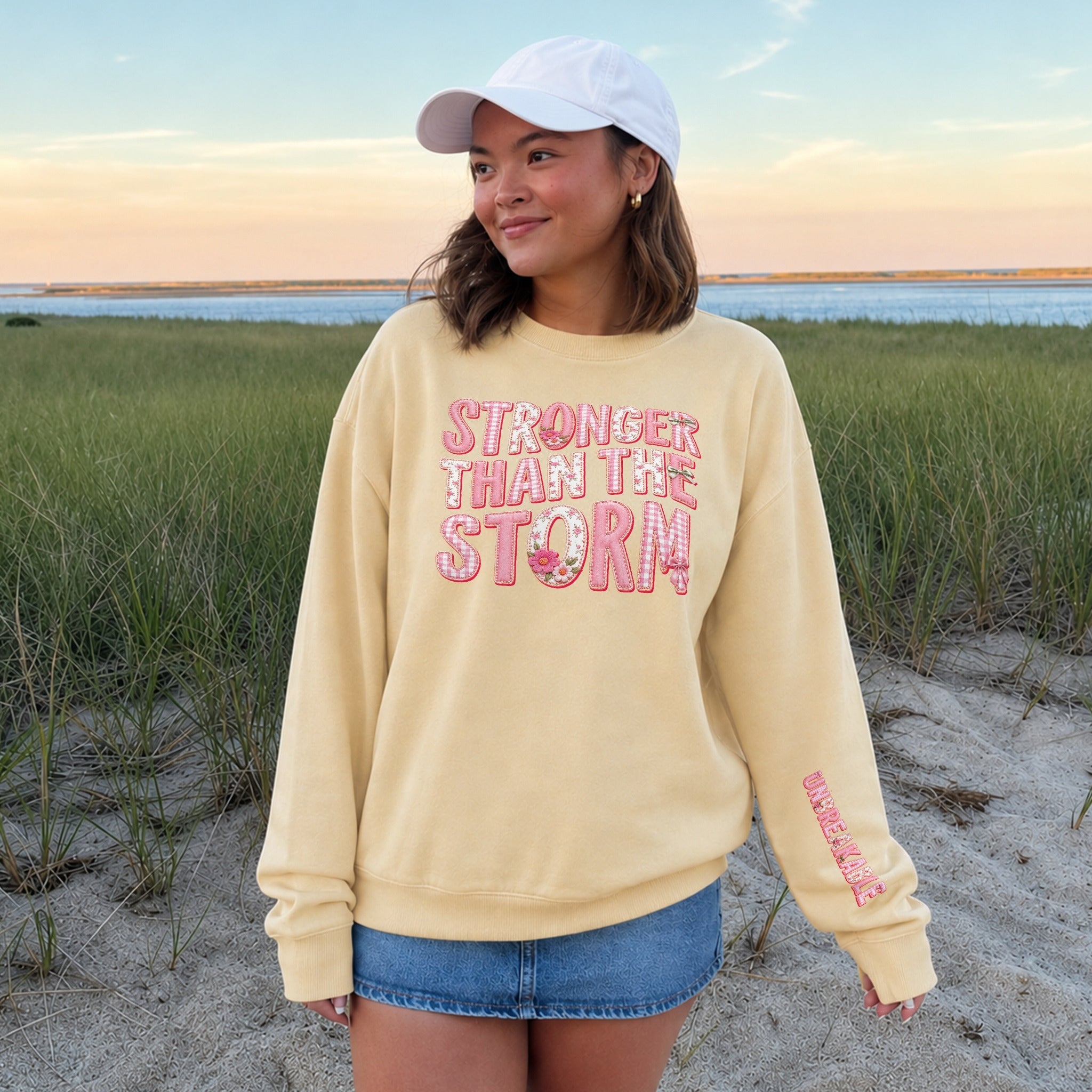 Stronger Than The Storm Sweater - Warm Sand front
