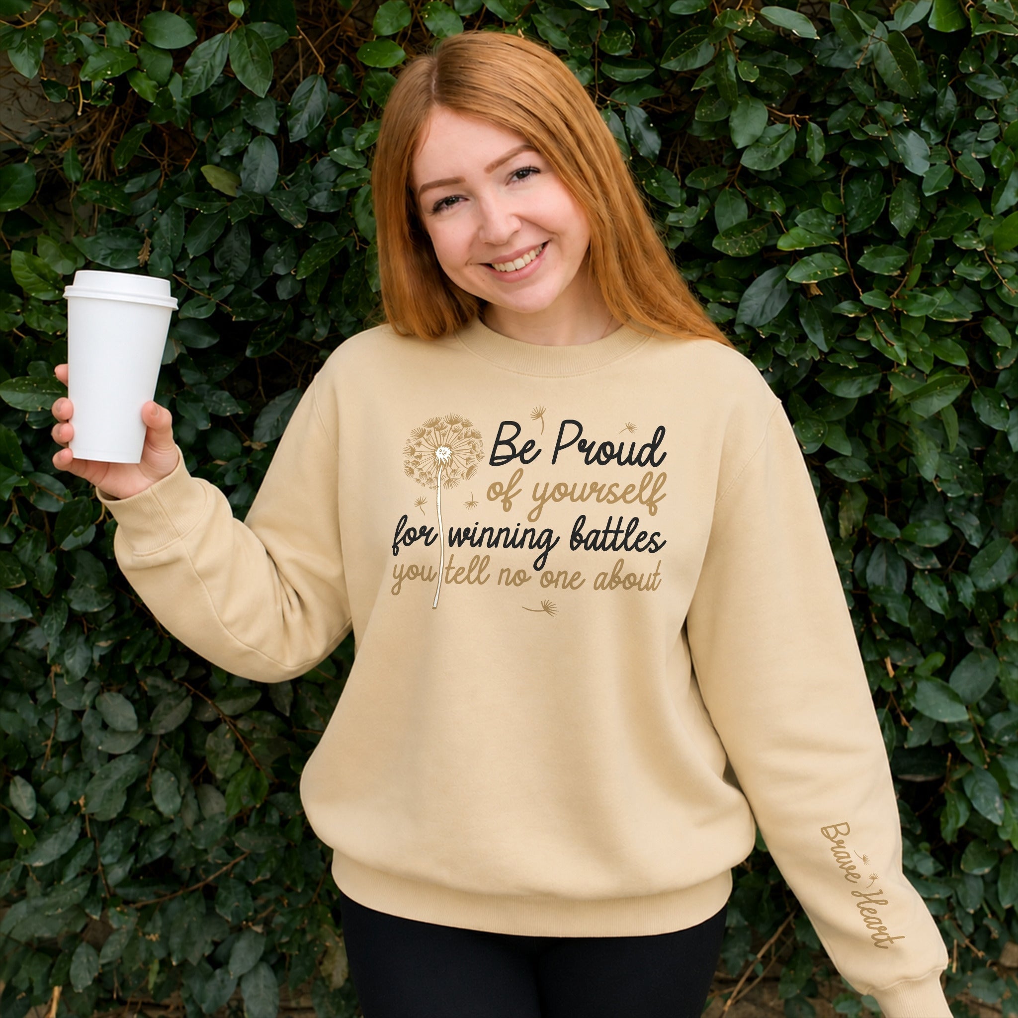 Quiet Battles Sweater - Warm Sand front