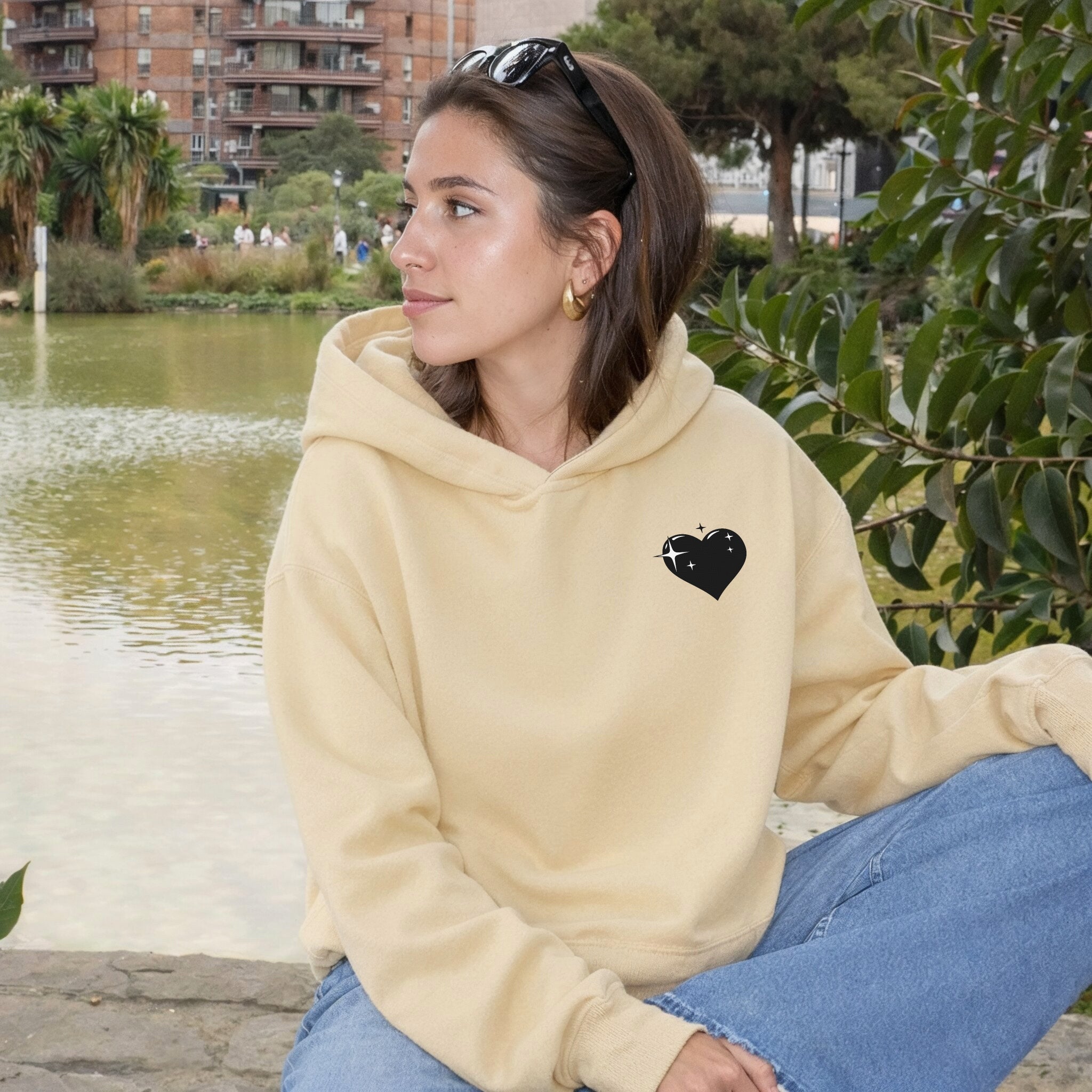Behind You Hoodie - Warm Sand Front