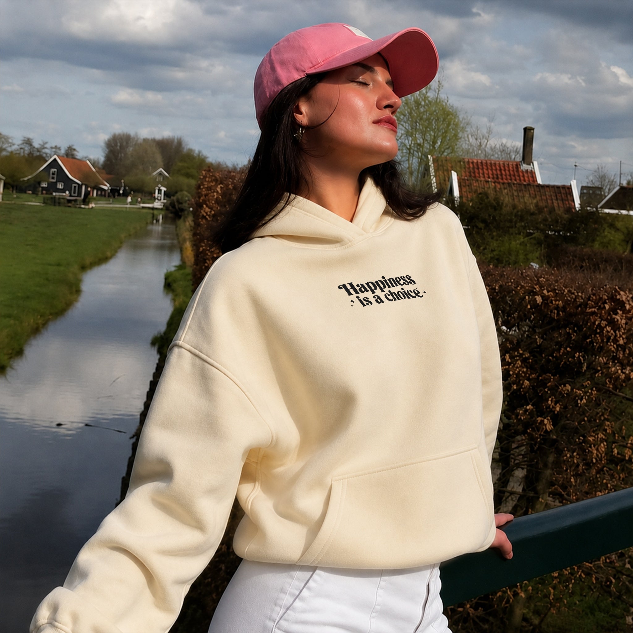 Choose To Be Happy Hoodie - Warm Sand front