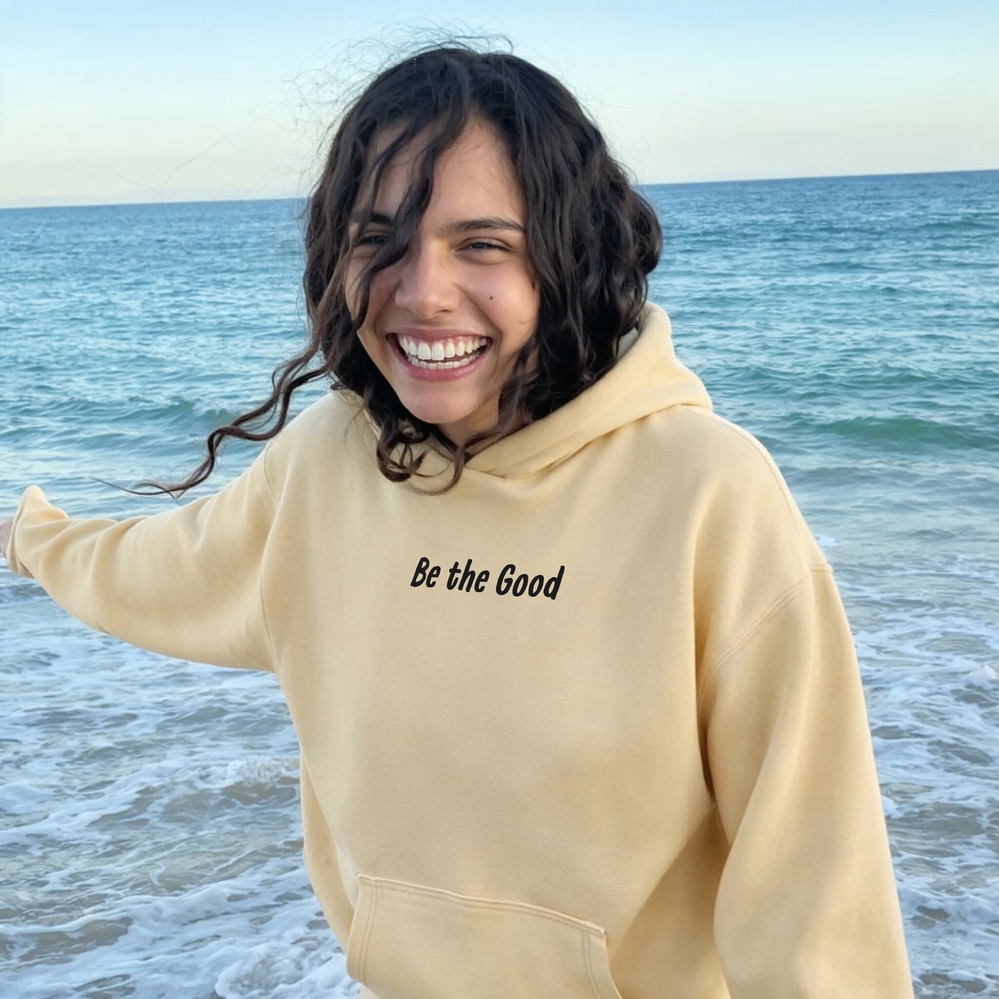 Be The Good Hoodie - Warm Sand Front