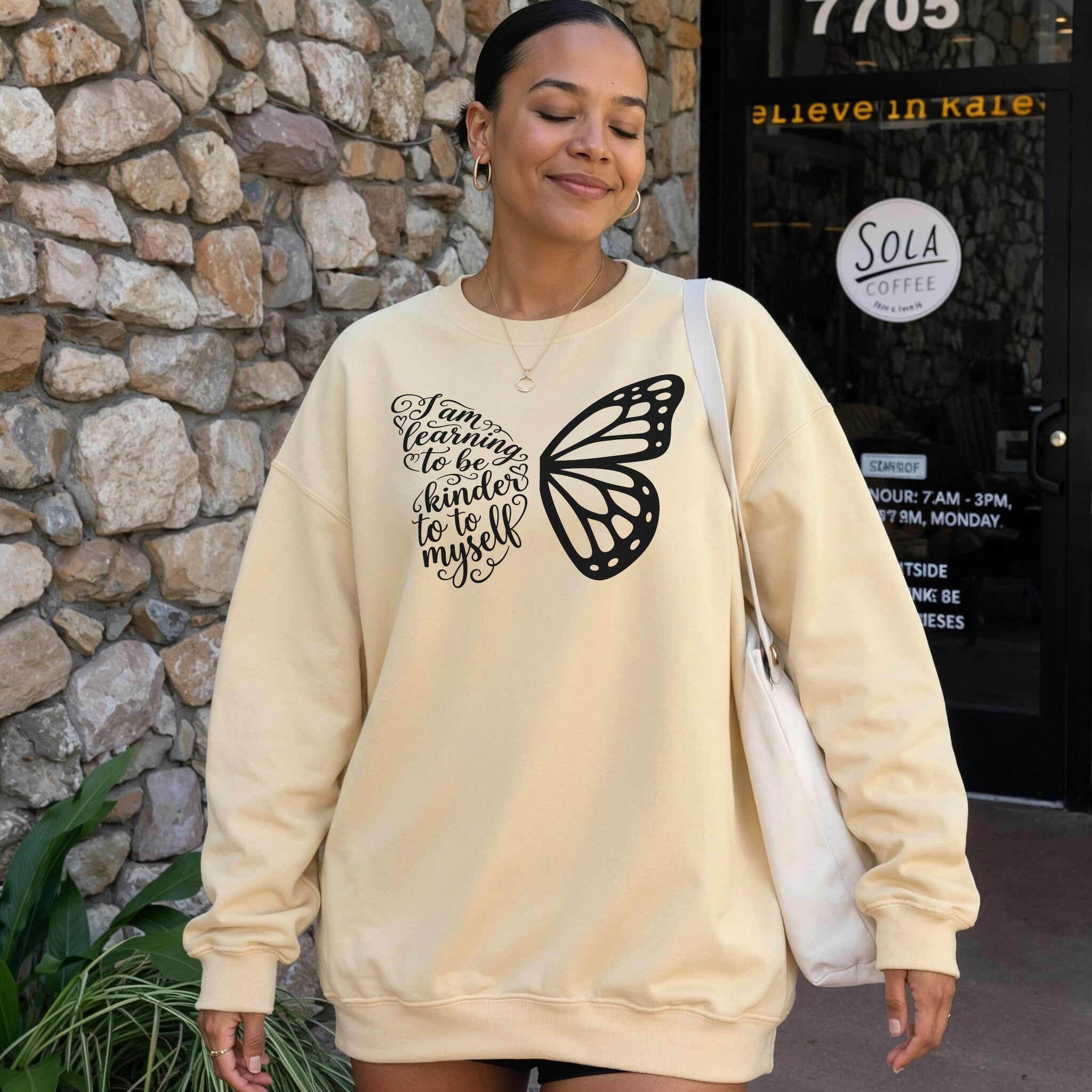Kinder To Me Sweater - Warm Sand Front