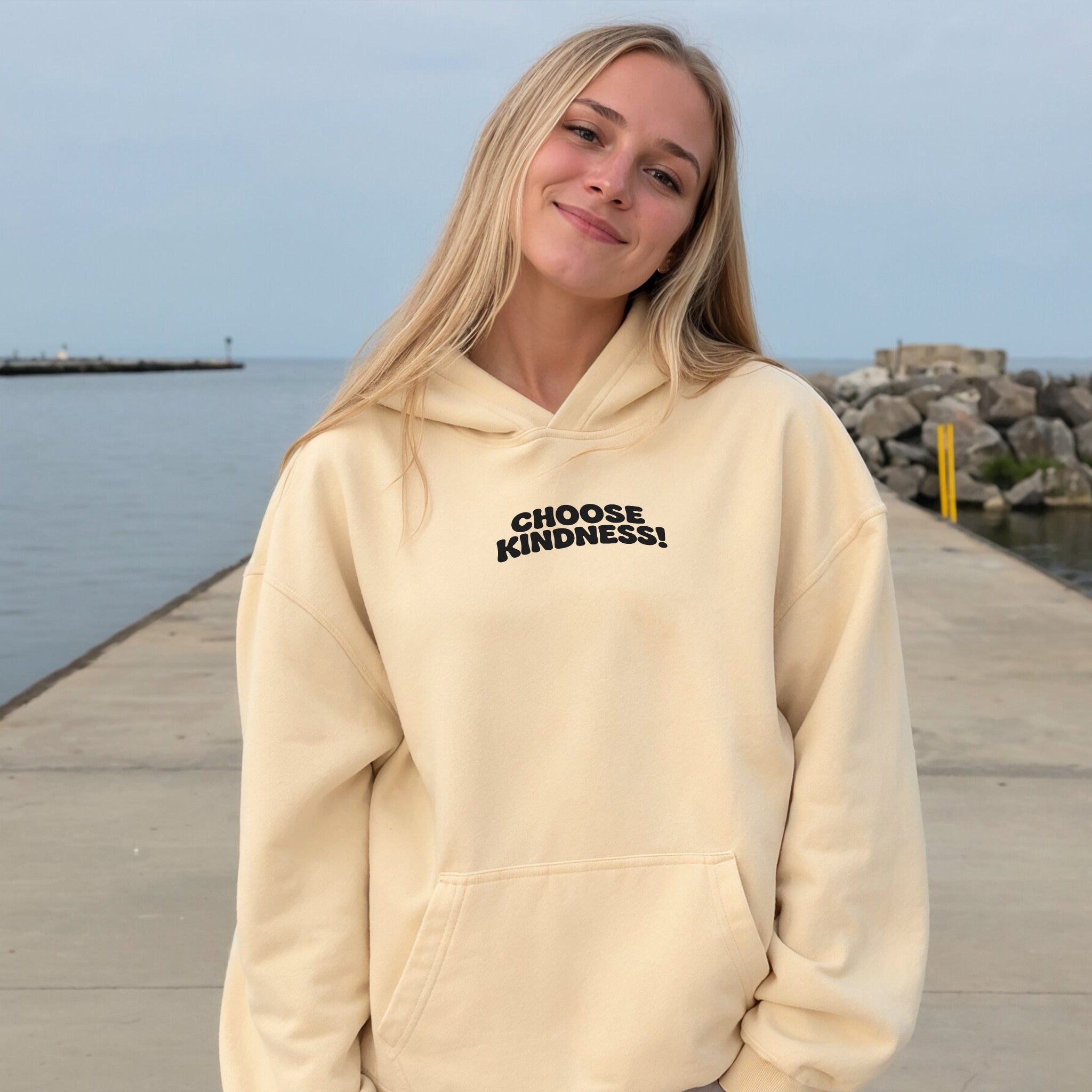 Kindness Matters Hoodie - Warm Sand Front