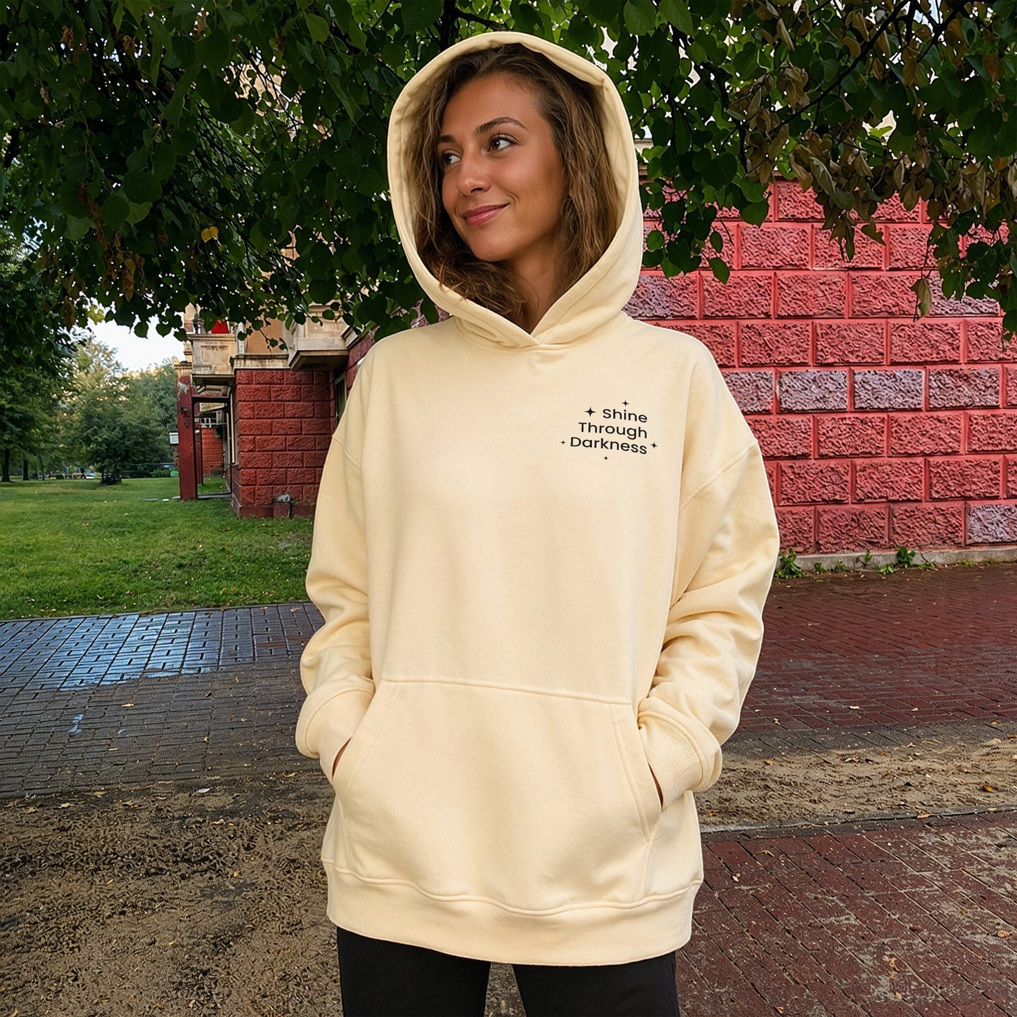 Darkest Nights Hoodie - Warm Sand Front