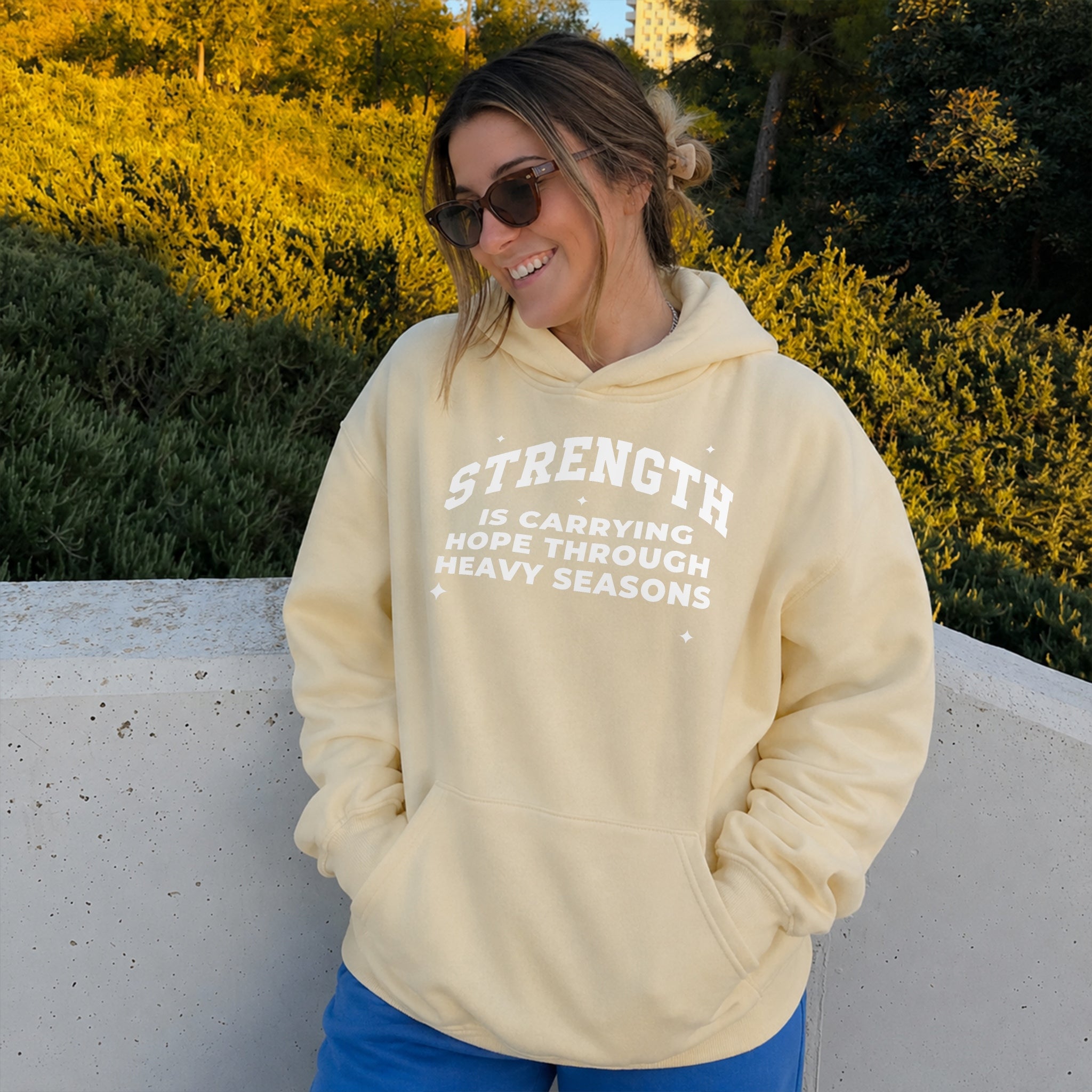 Carry Hope Hoodie - Warm Sand front