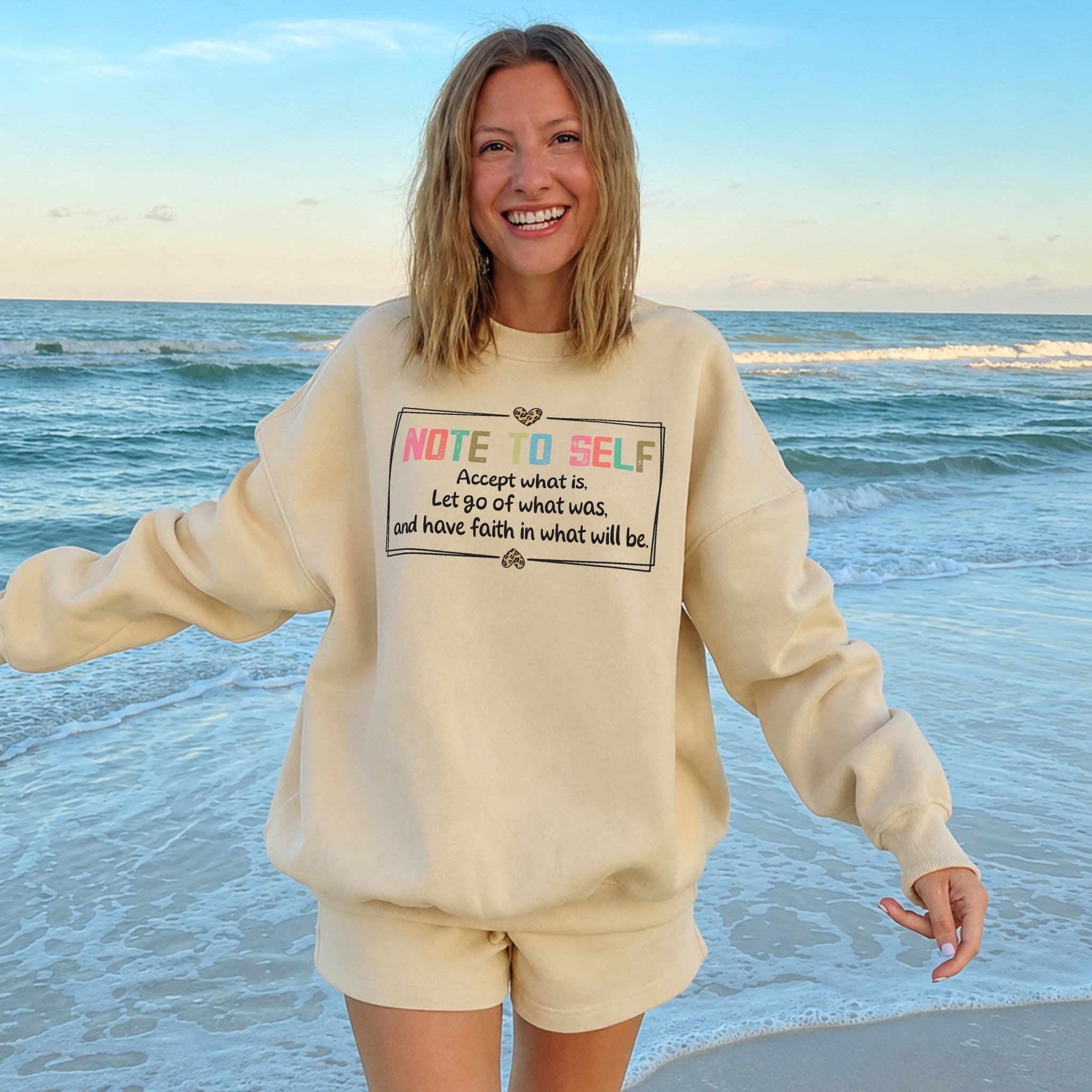 Have Faith Sweater - Warm Sand front