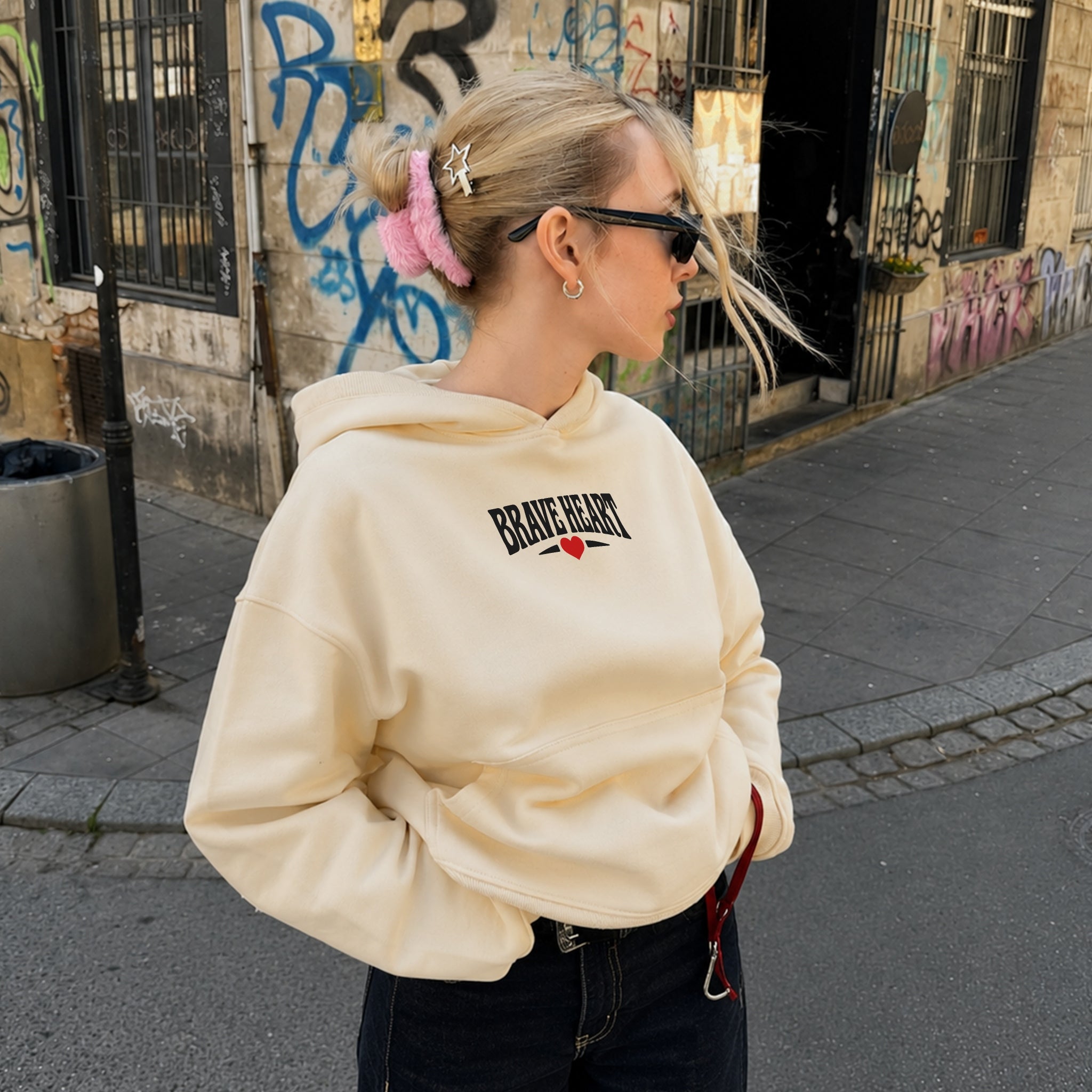Brave Heart Hoodie - Warm Sand front