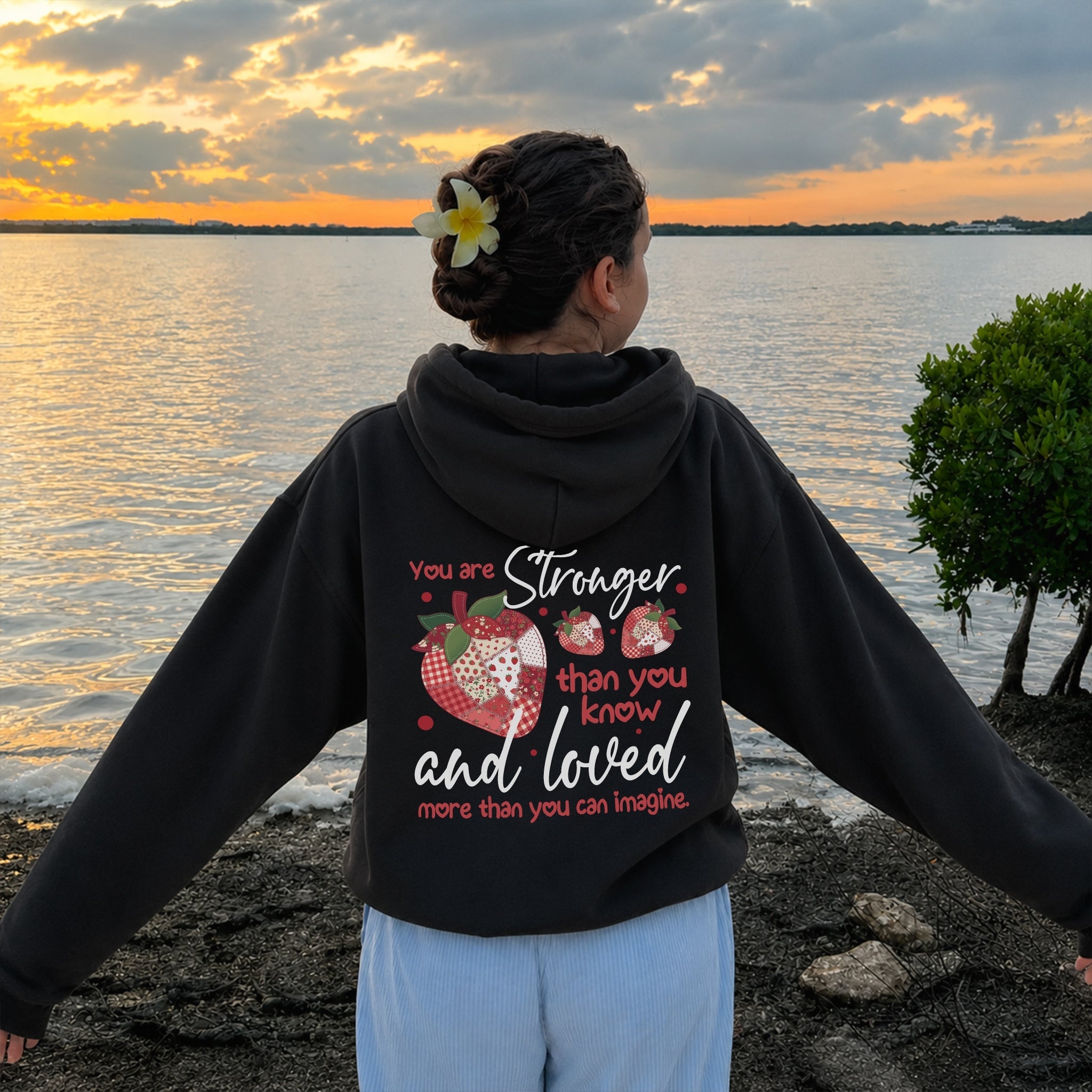 Stronger Than You Know Hoodie - Black back
