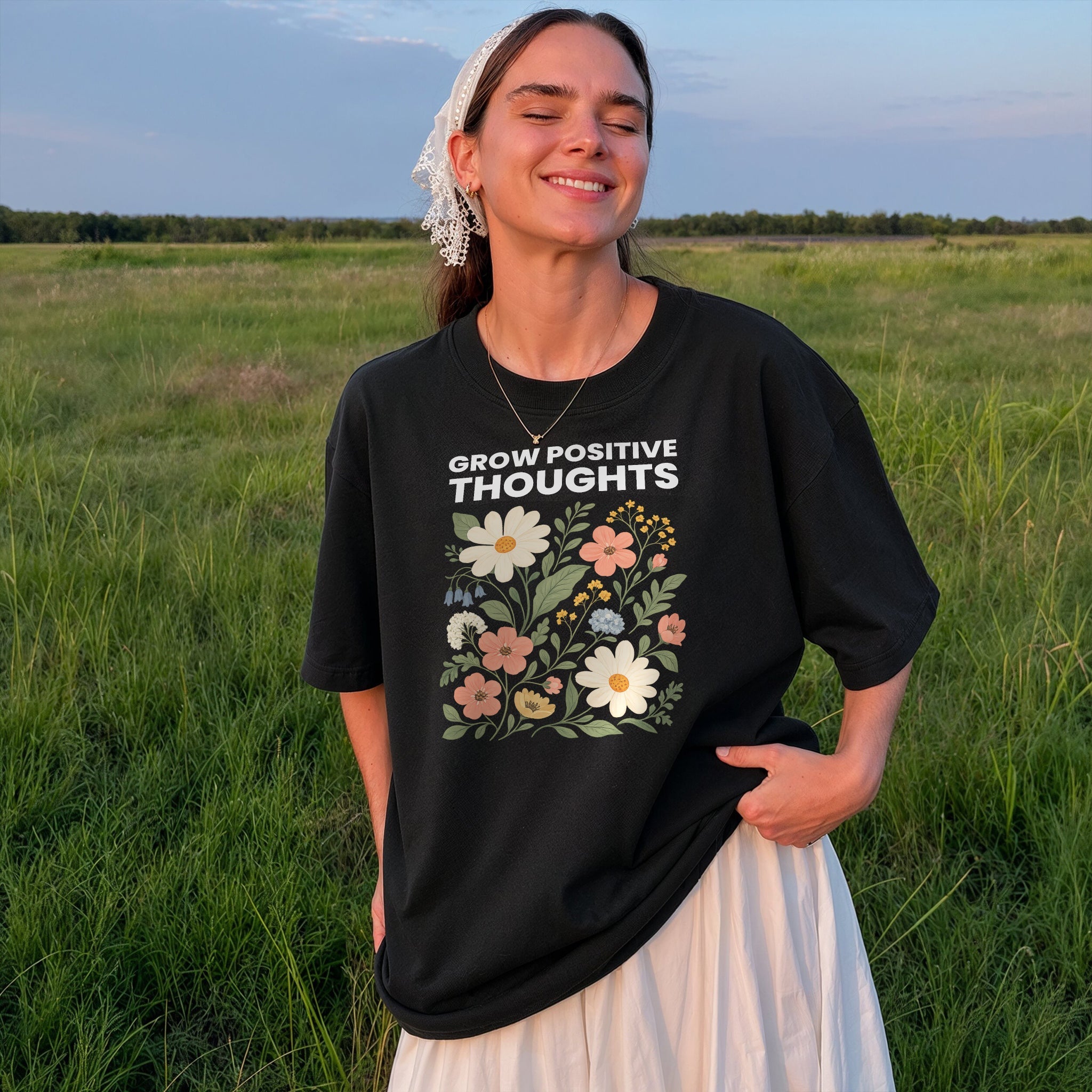 Grow Positive Tee - Black Front