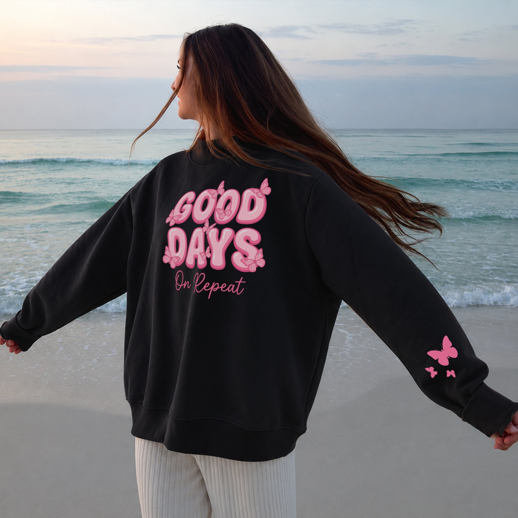 Good Days On Repeat Sweater - Black front
