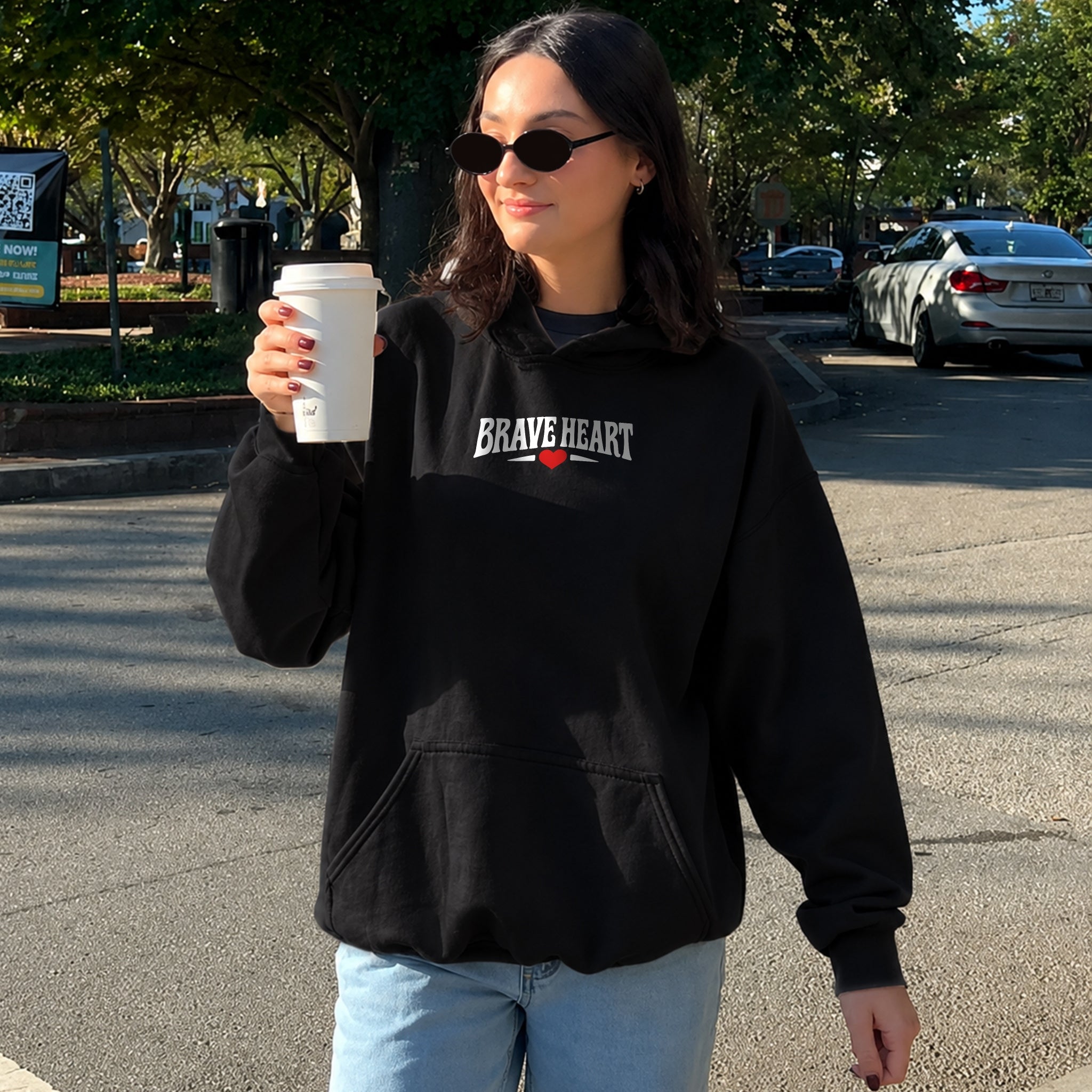 Brave Heart Hoodie - Black front