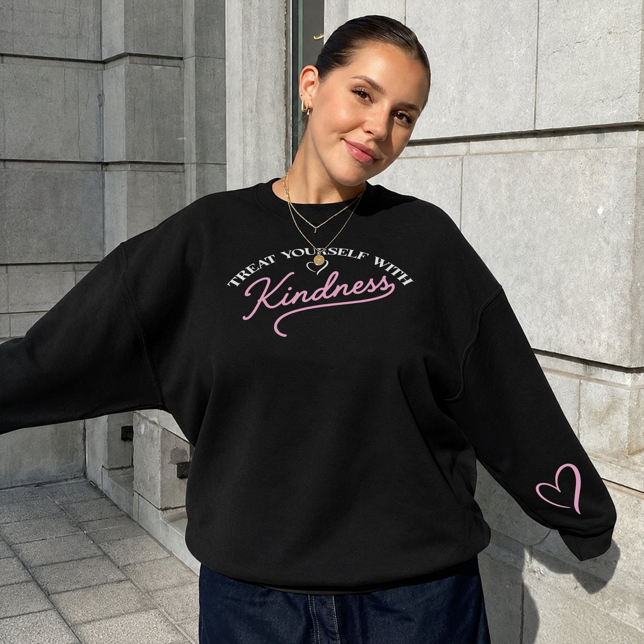 Treat Yourself With Kindness Sweater - Black front