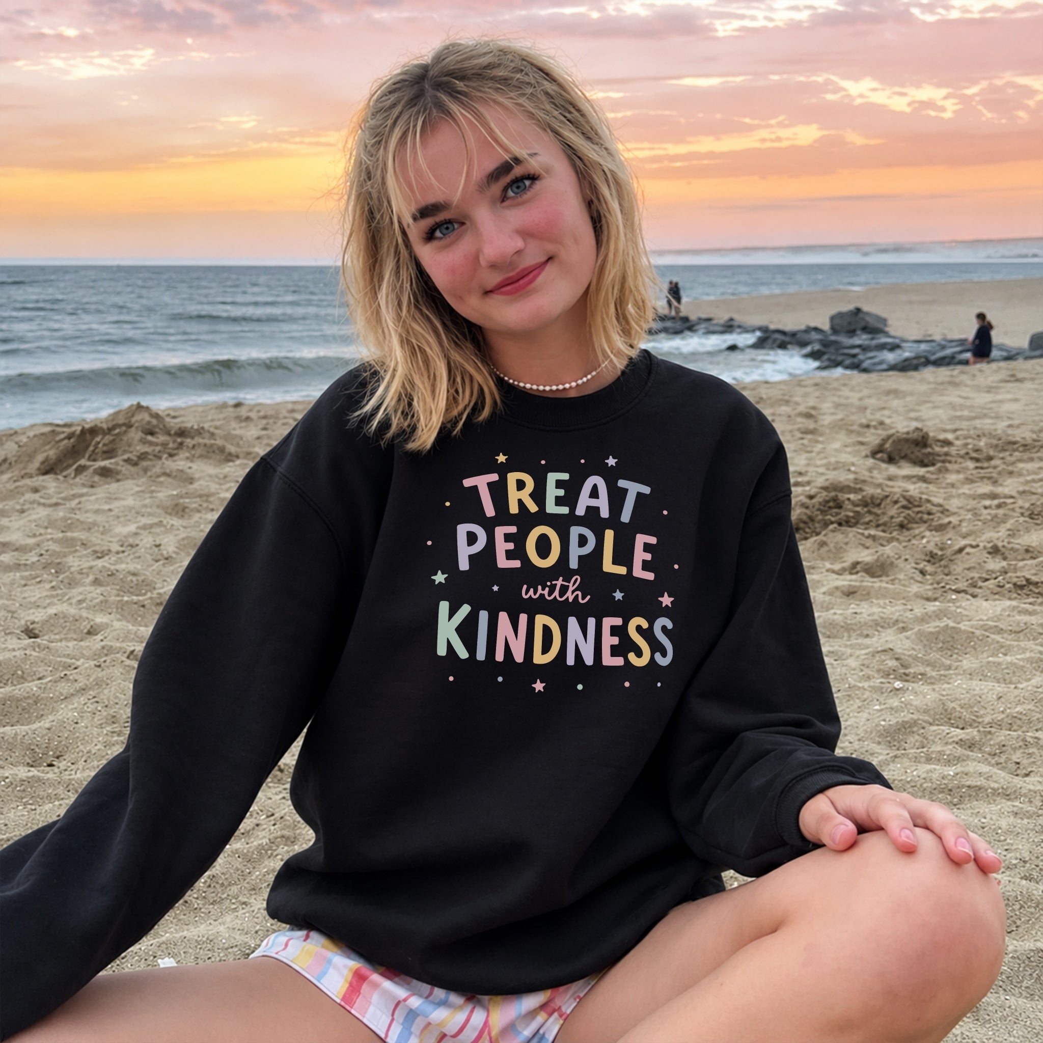Treat People With Kindness Sweater - Black front