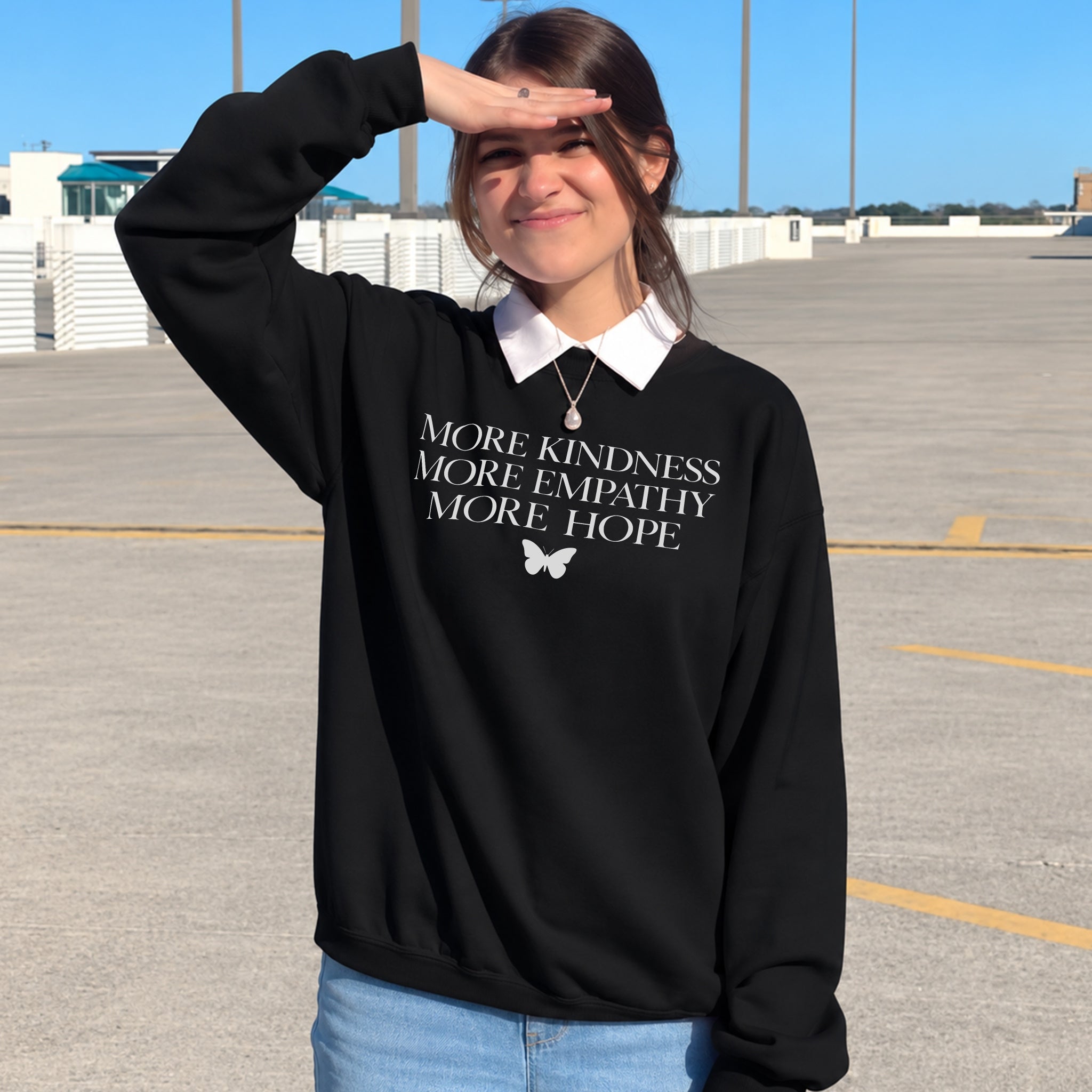 More Kindness More Hope Sweater - Black front