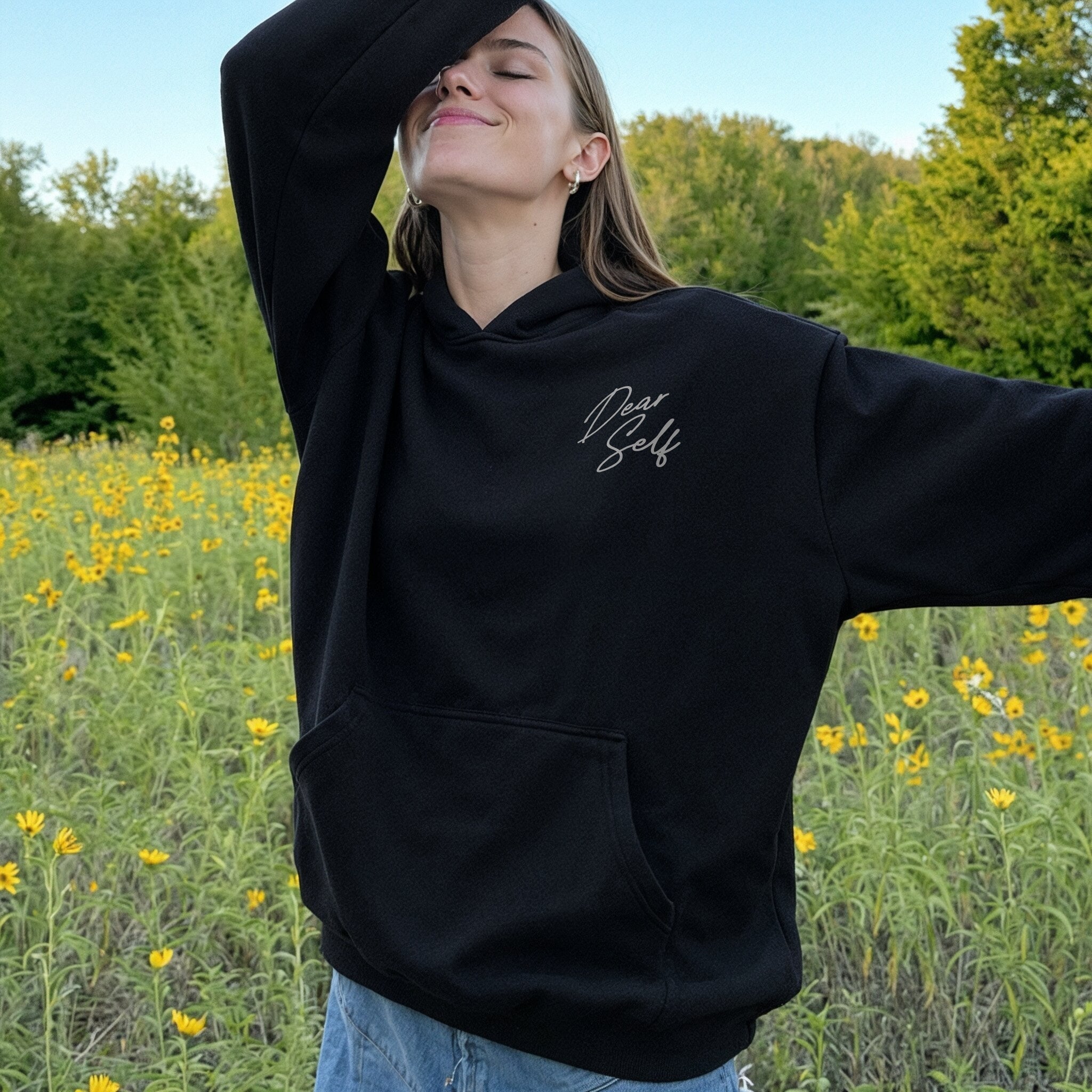 Dear Self Hoodie - Black Front