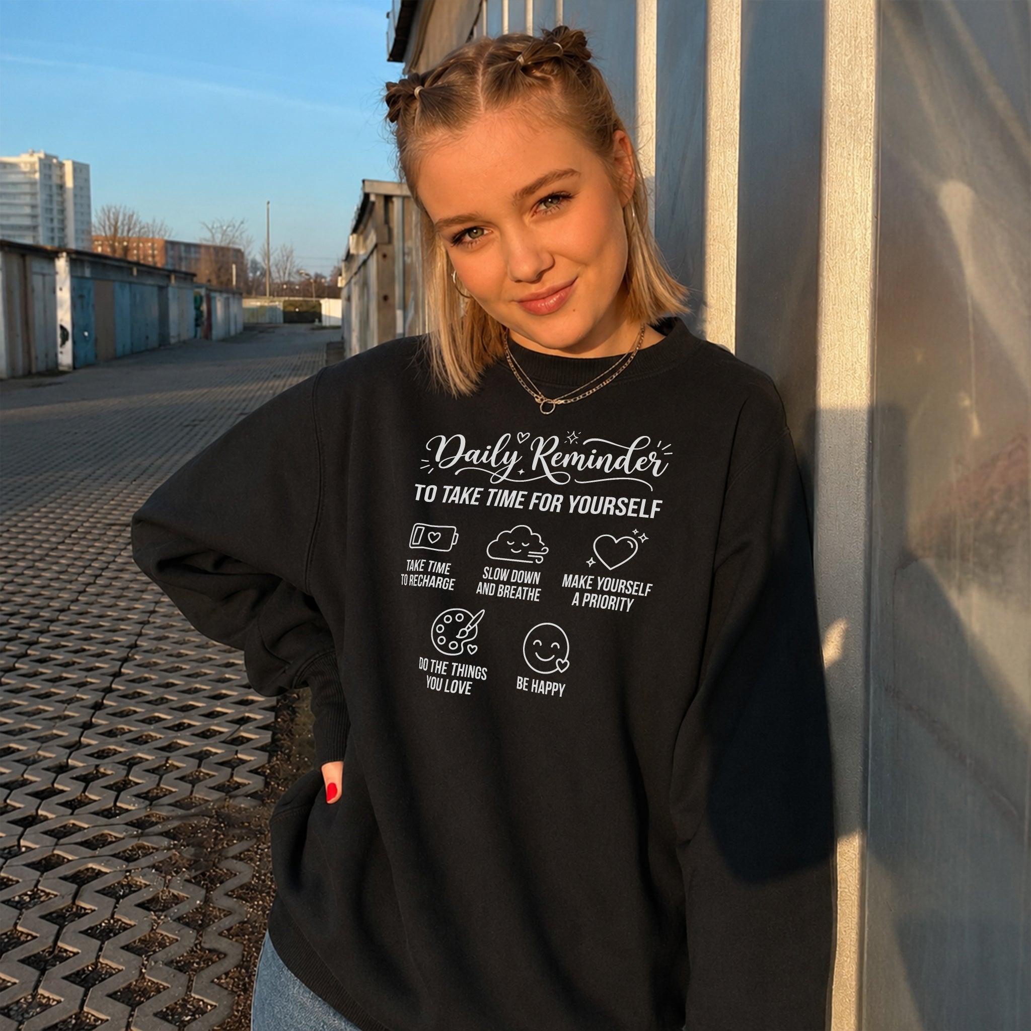 Take Time For Yourself Sweater - Black front