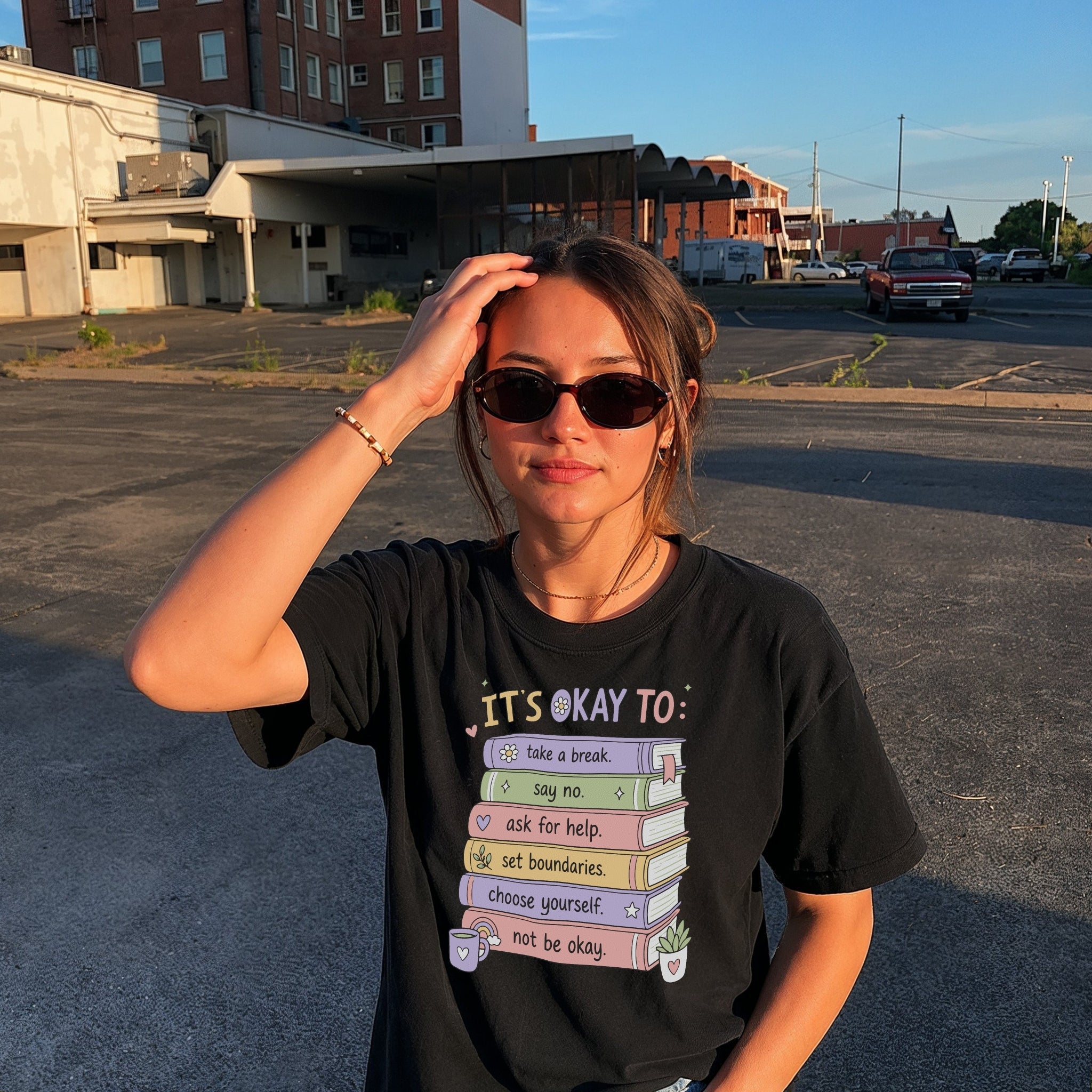 Its Okay Tee - Black Front