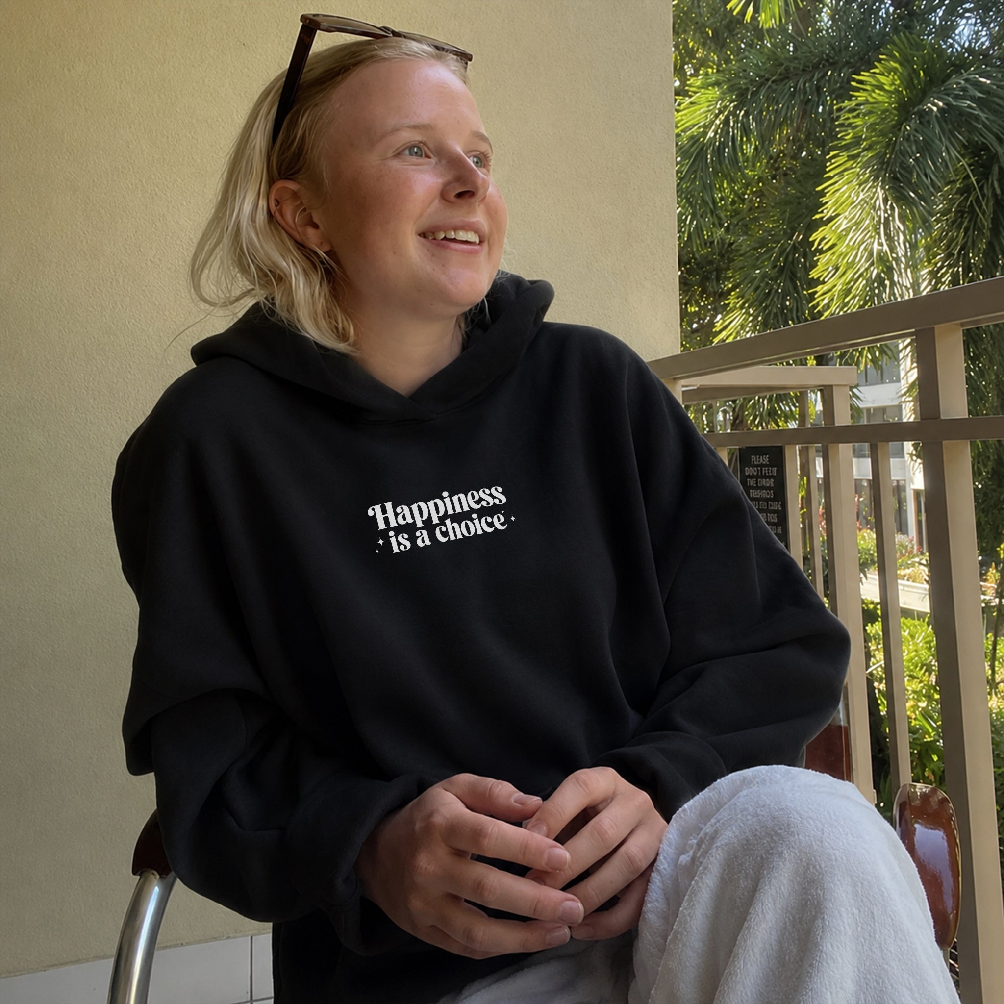 Choose To Be Happy Hoodie - Black front