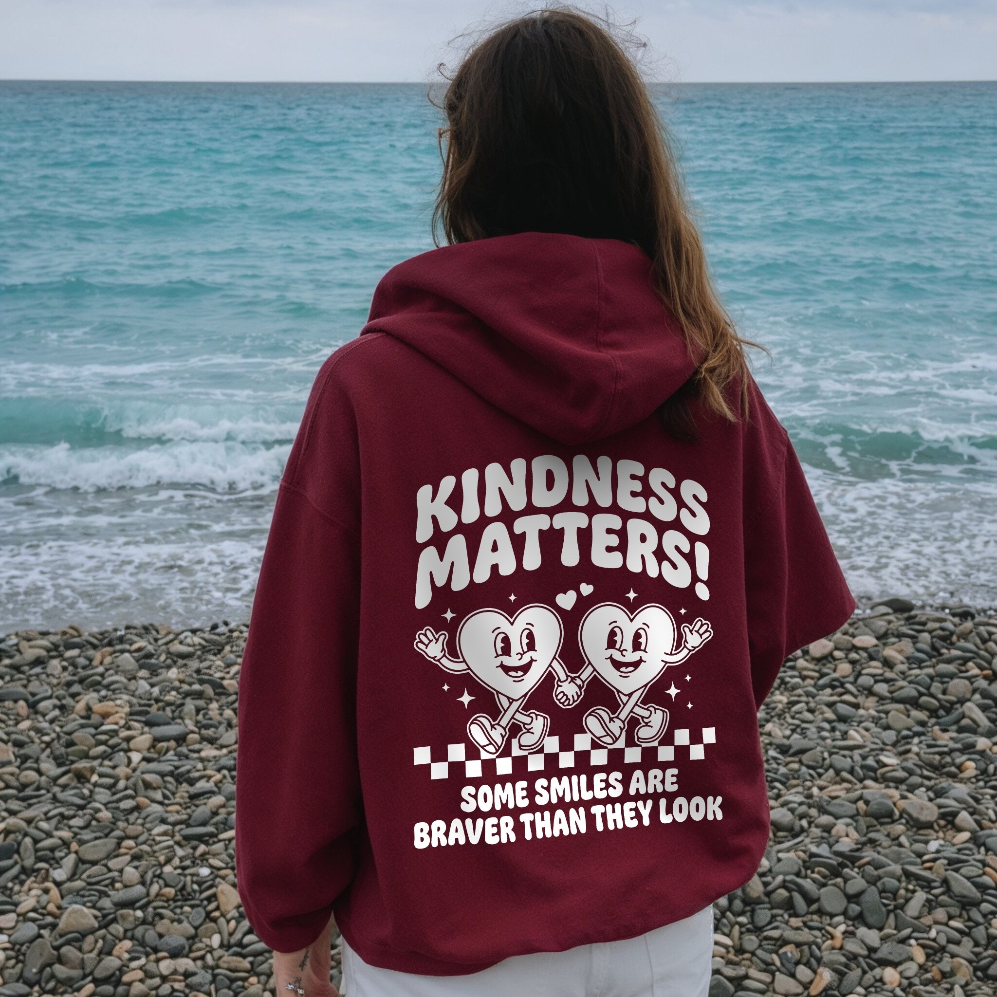 Kindness Matters Hoodie - Burgundy Back