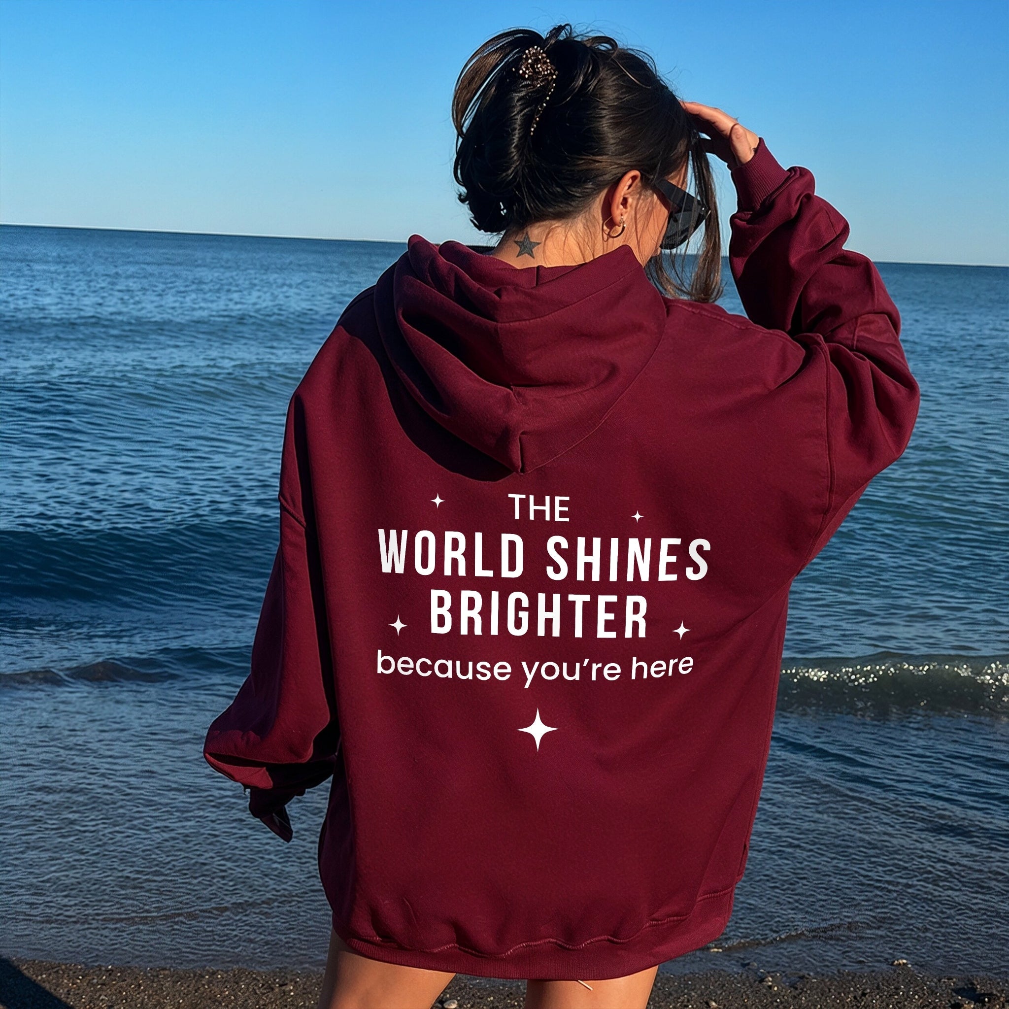 Brighter Than Midnight Hoodie - Burgundy Back