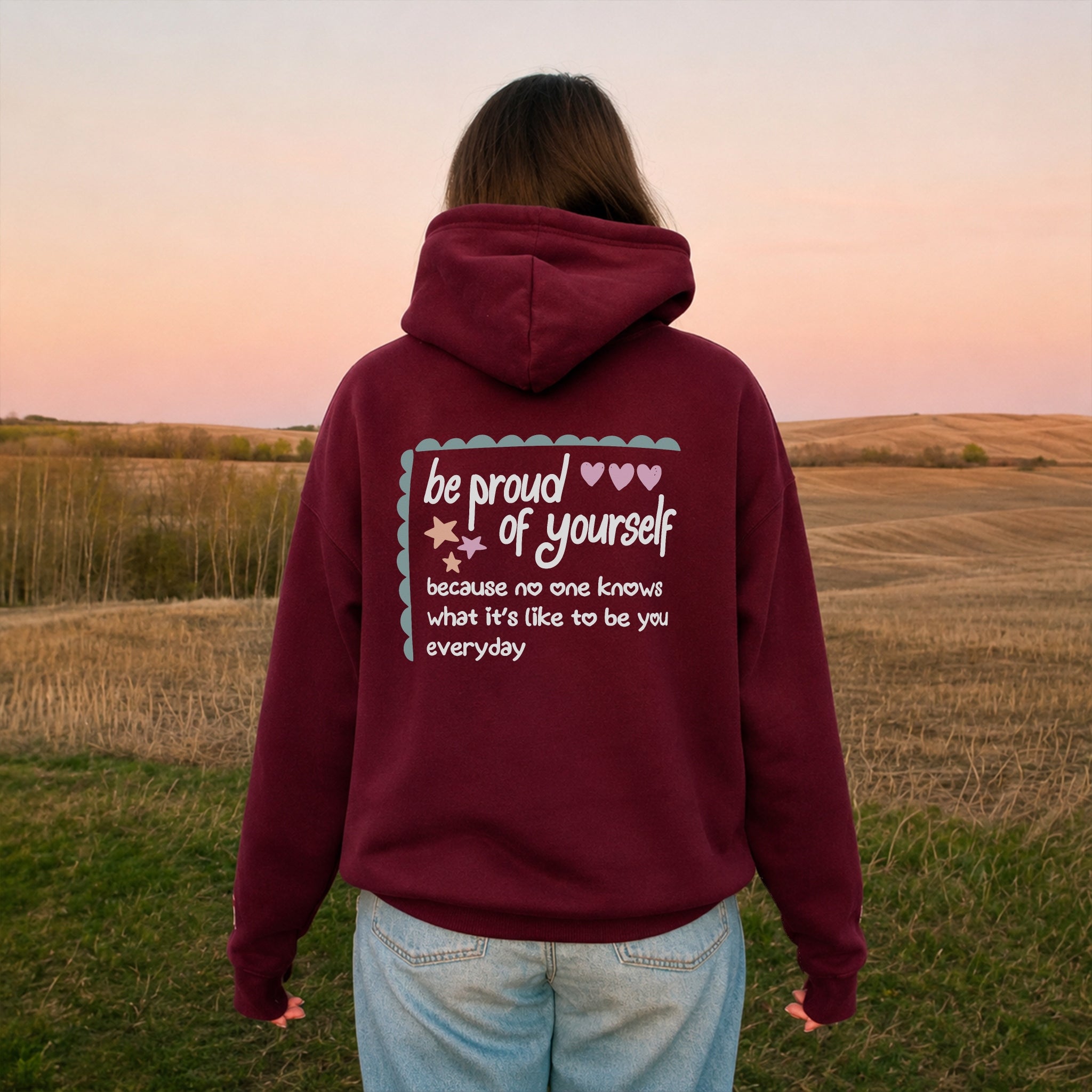 Be Proud Hoodie - Burgundy back
