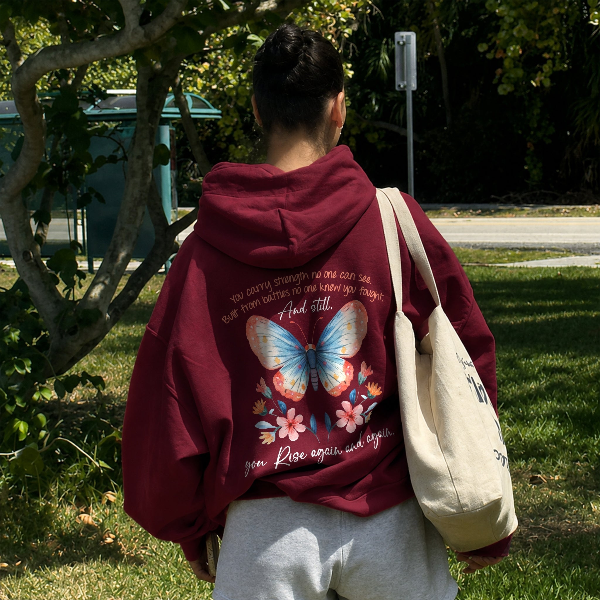 Unseen Strength Hoodie - Burgundy back