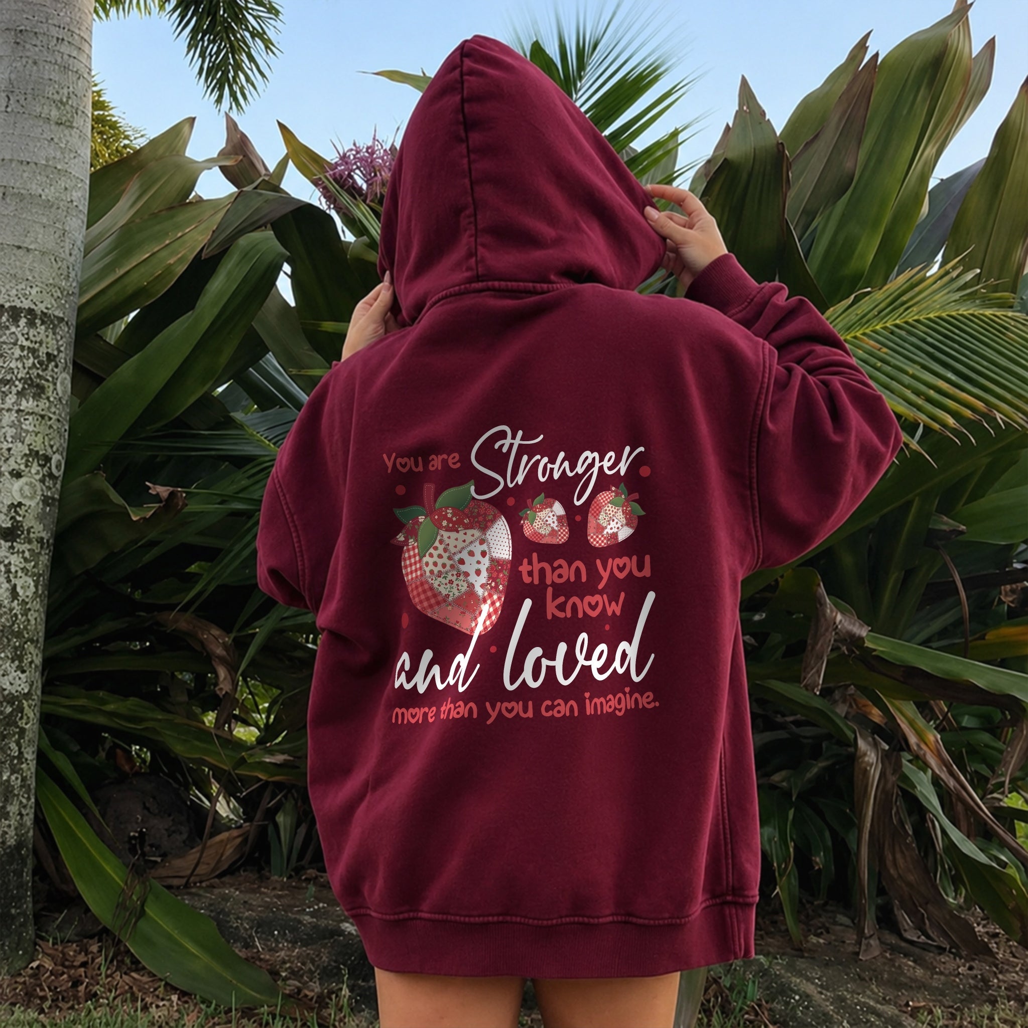 Stronger Than You Know Hoodie - Burgundy back