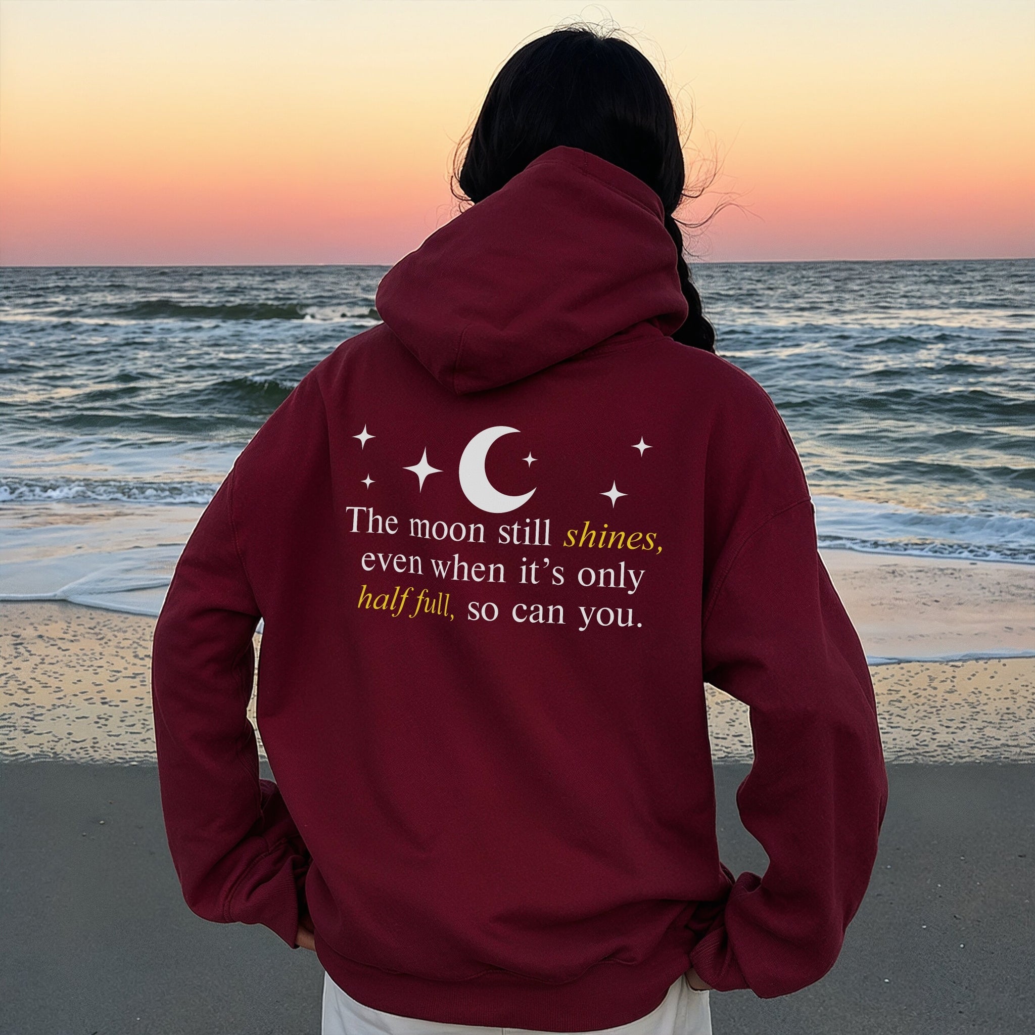 Still Shines Hoodie - Burgundy Back