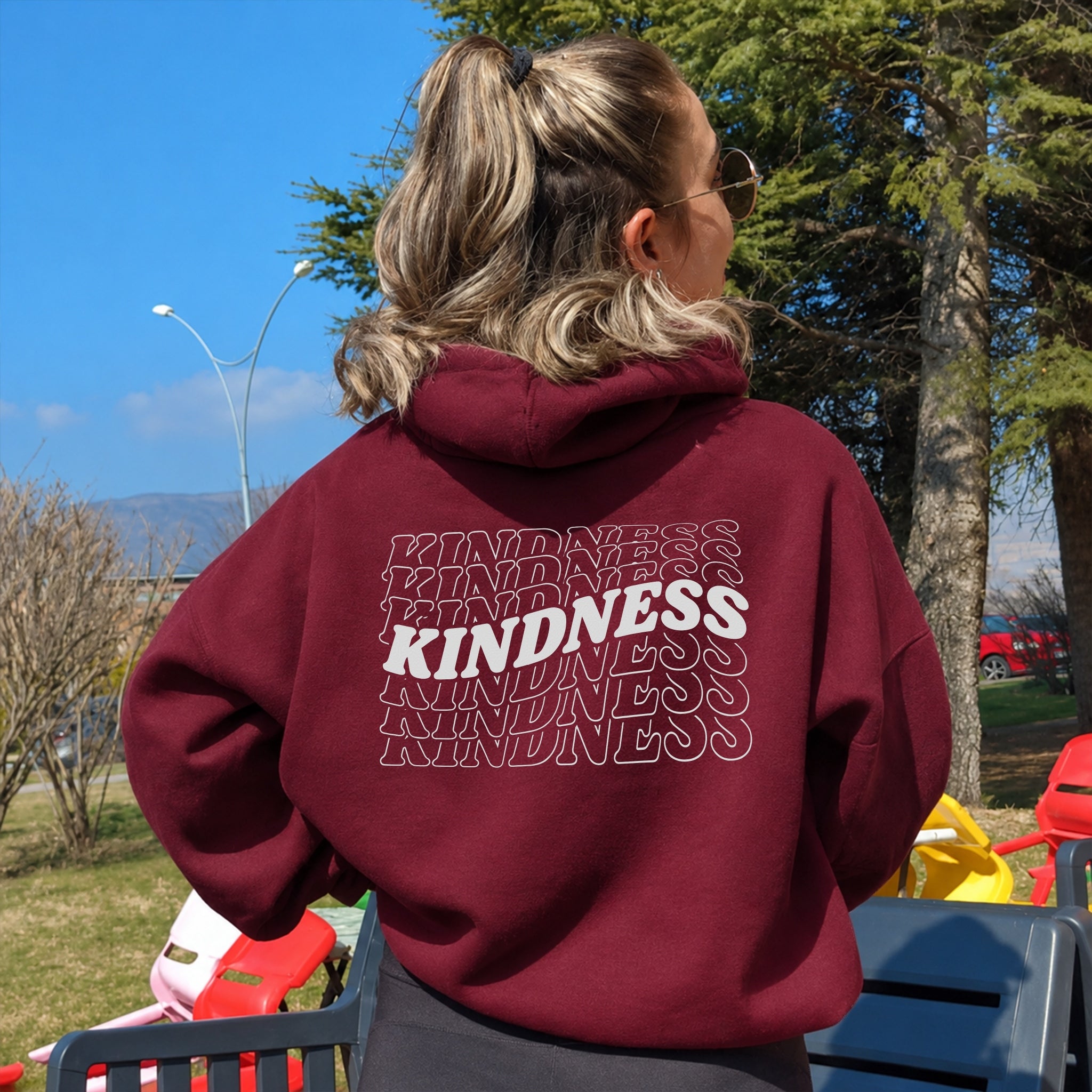 Kindness Wave Hoodie - Burgundy back