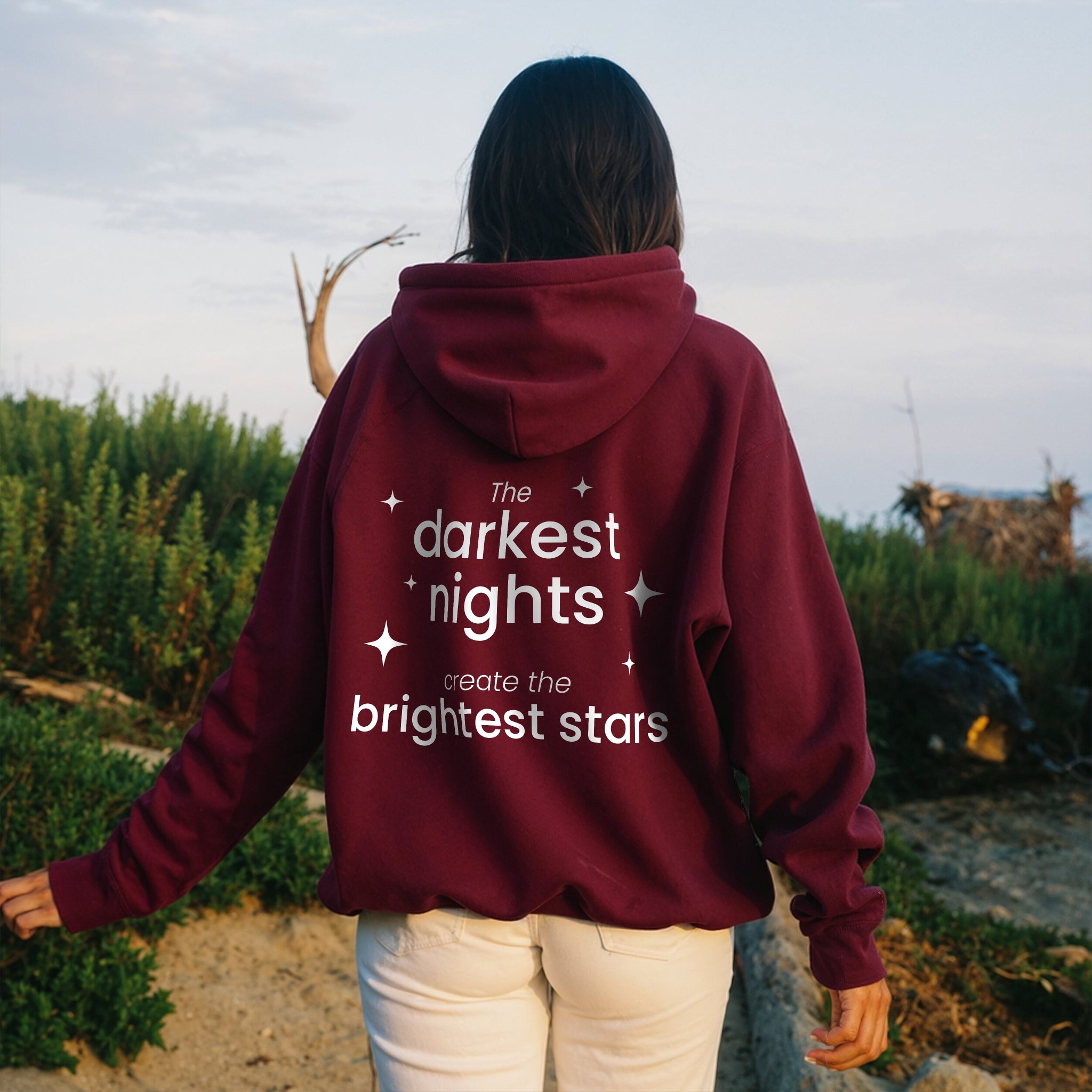 Darkest Nights Hoodie - Burgundy Back