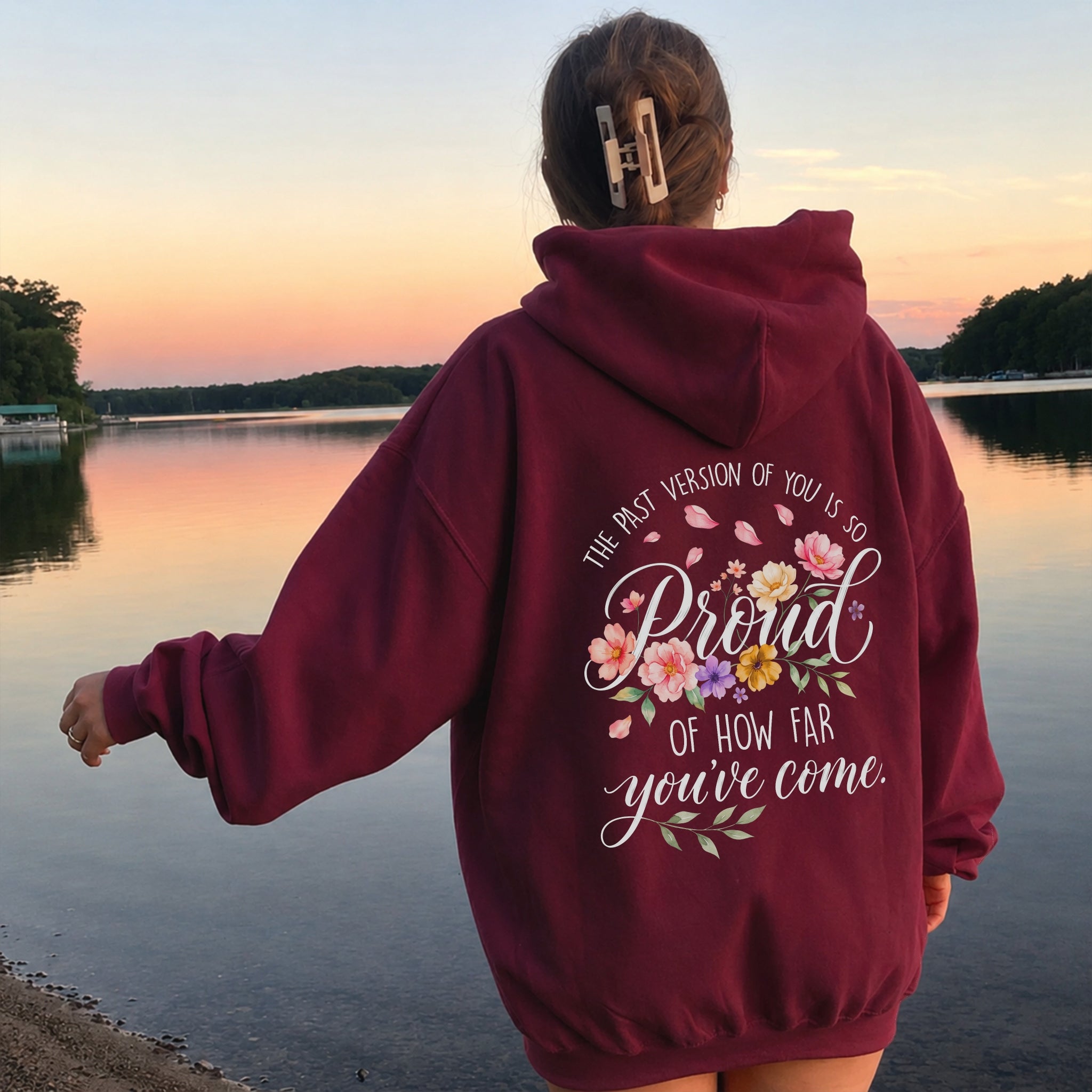 How Far You've Come Hoodie - Burgundy back