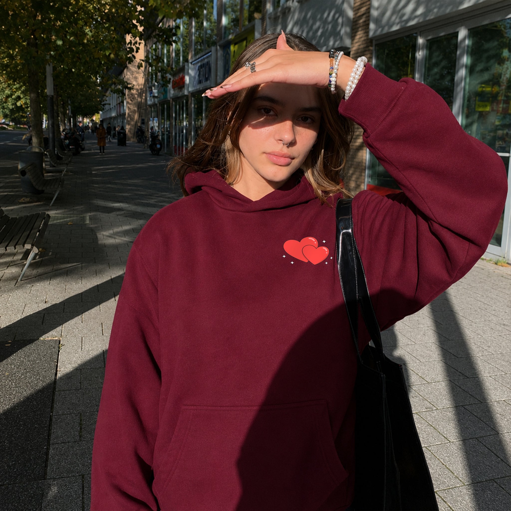 Feel Whatever Your Heart Needs Hoodie - Burgundy front