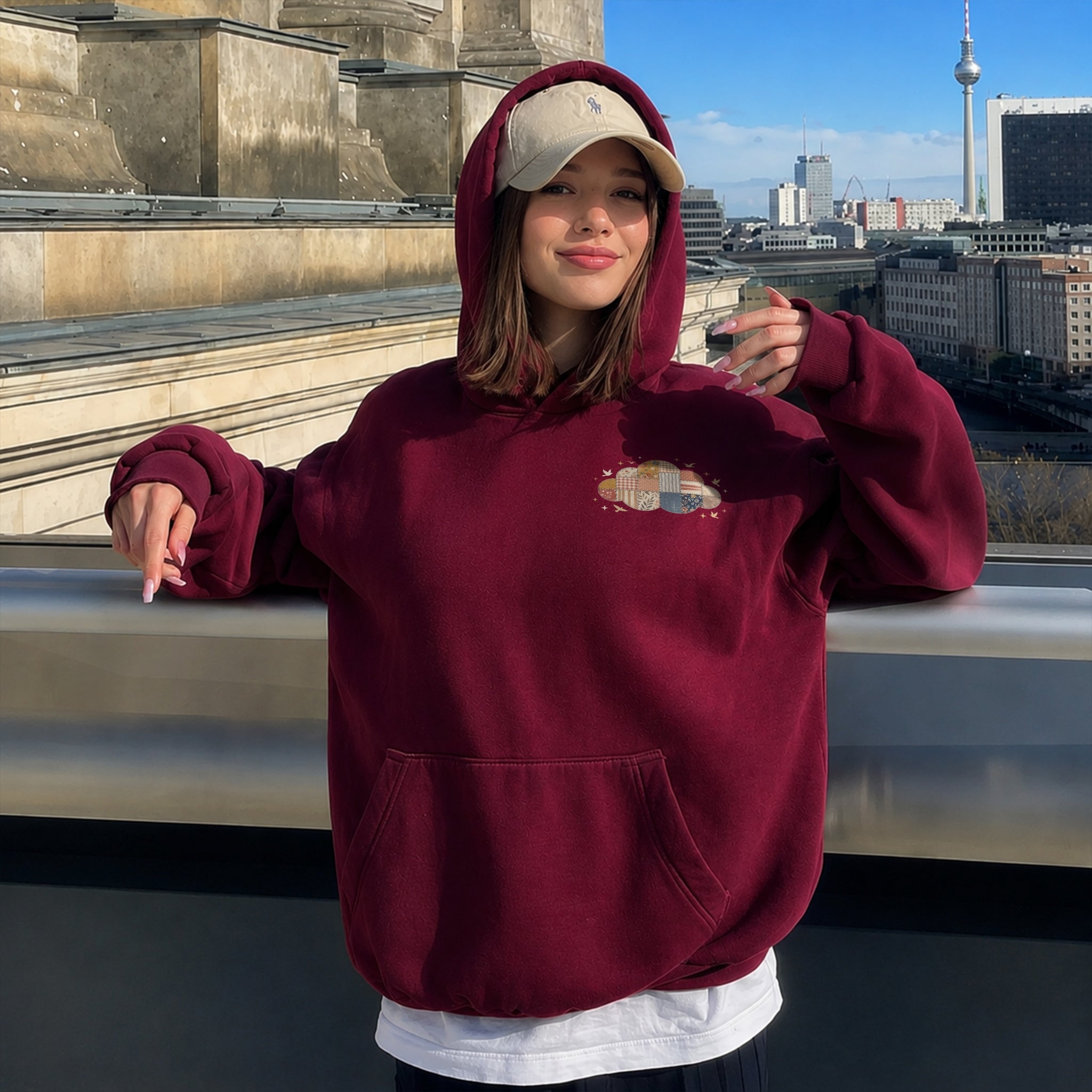 Someone Up There Hoodie - Burgundy front