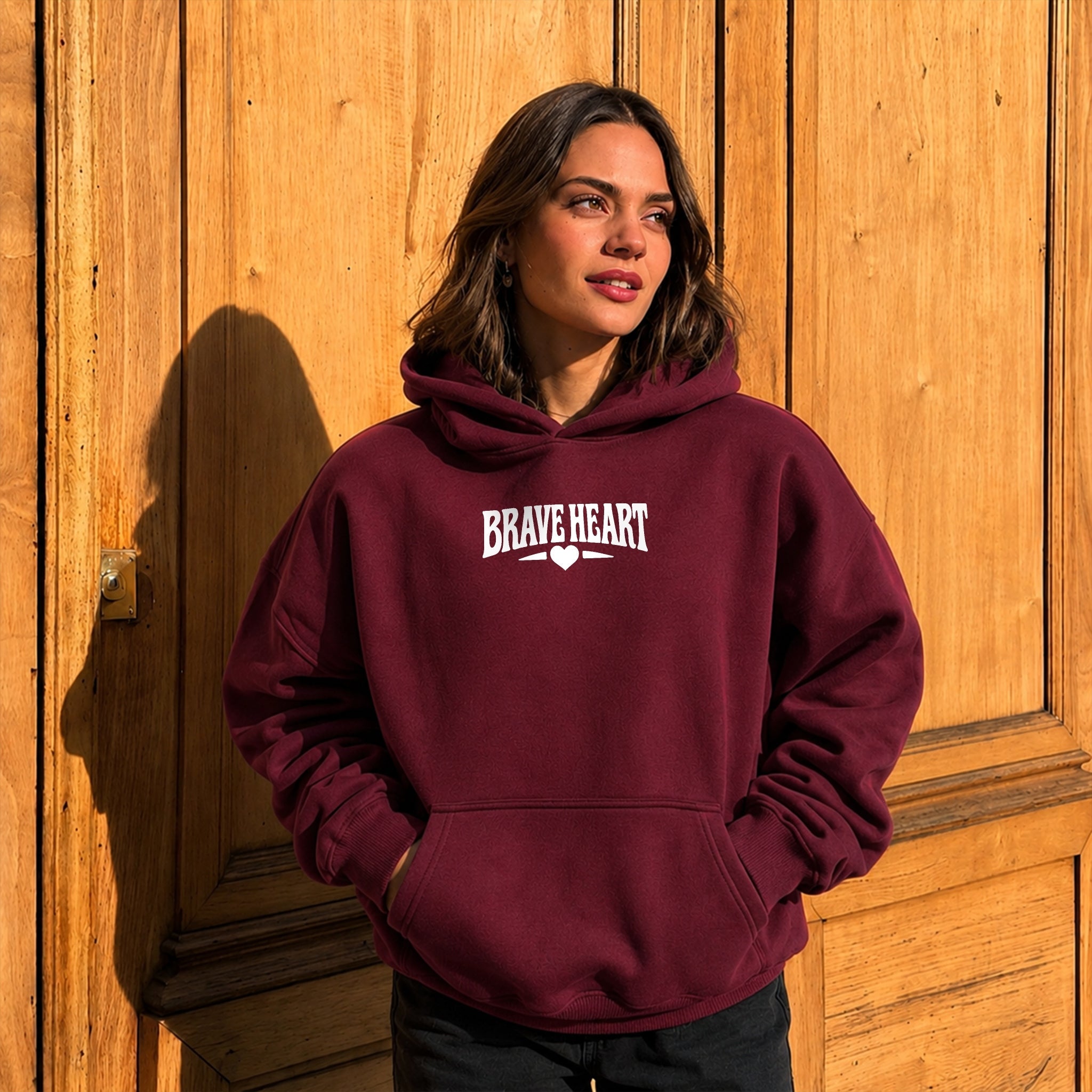 Brave Heart Hoodie - Burgundy front