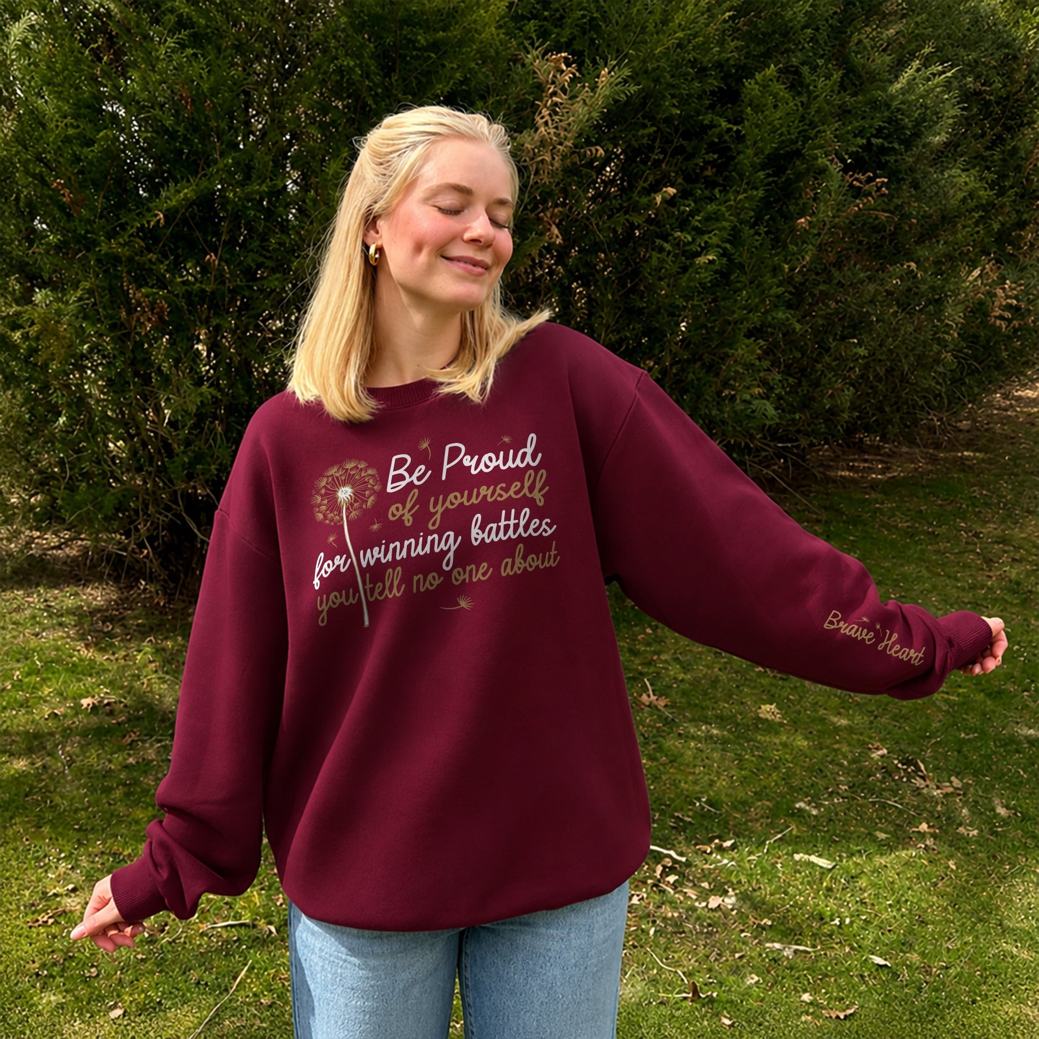 Quiet Battles Sweater - Burgundy front