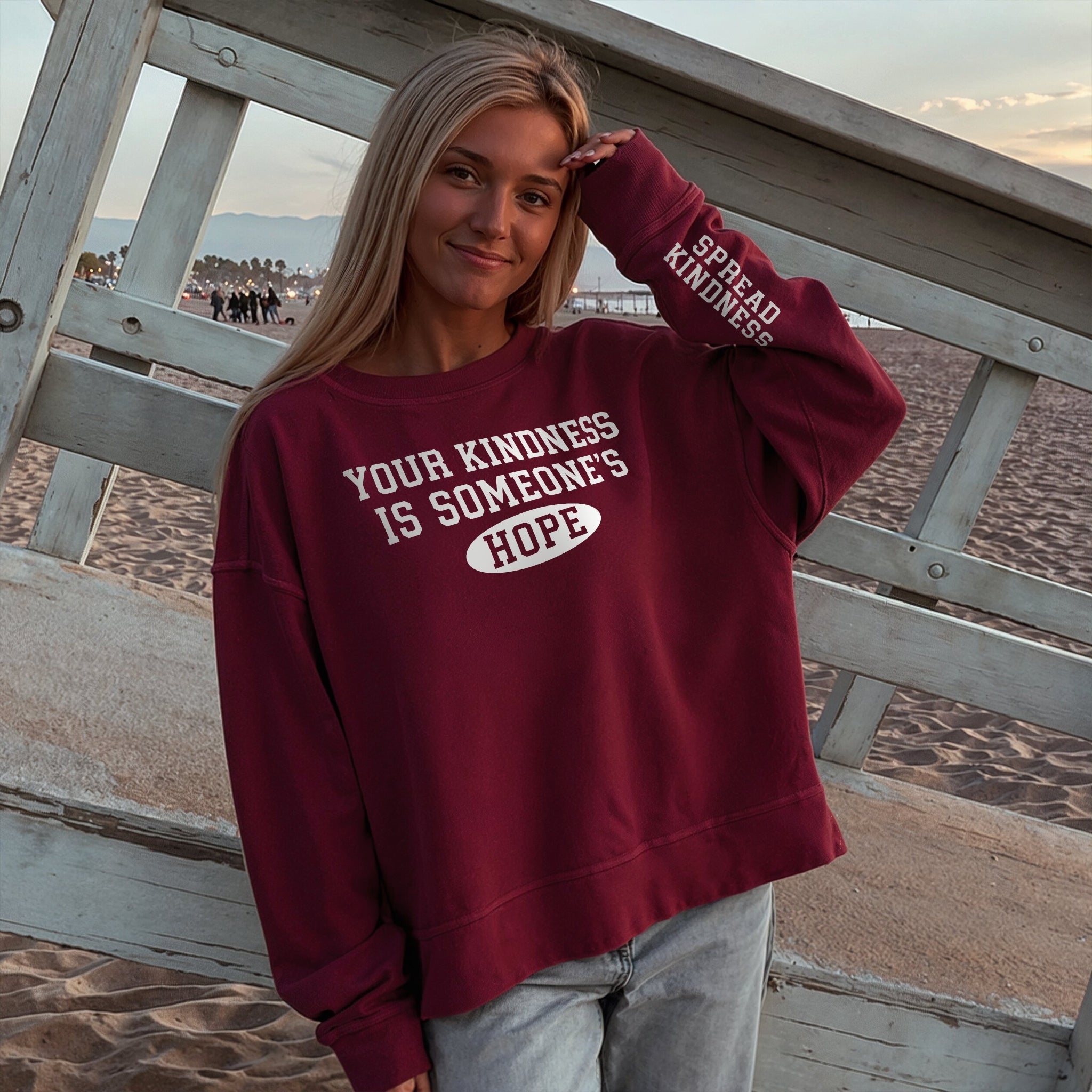 Someones Hope Sweater - Burgundy Front