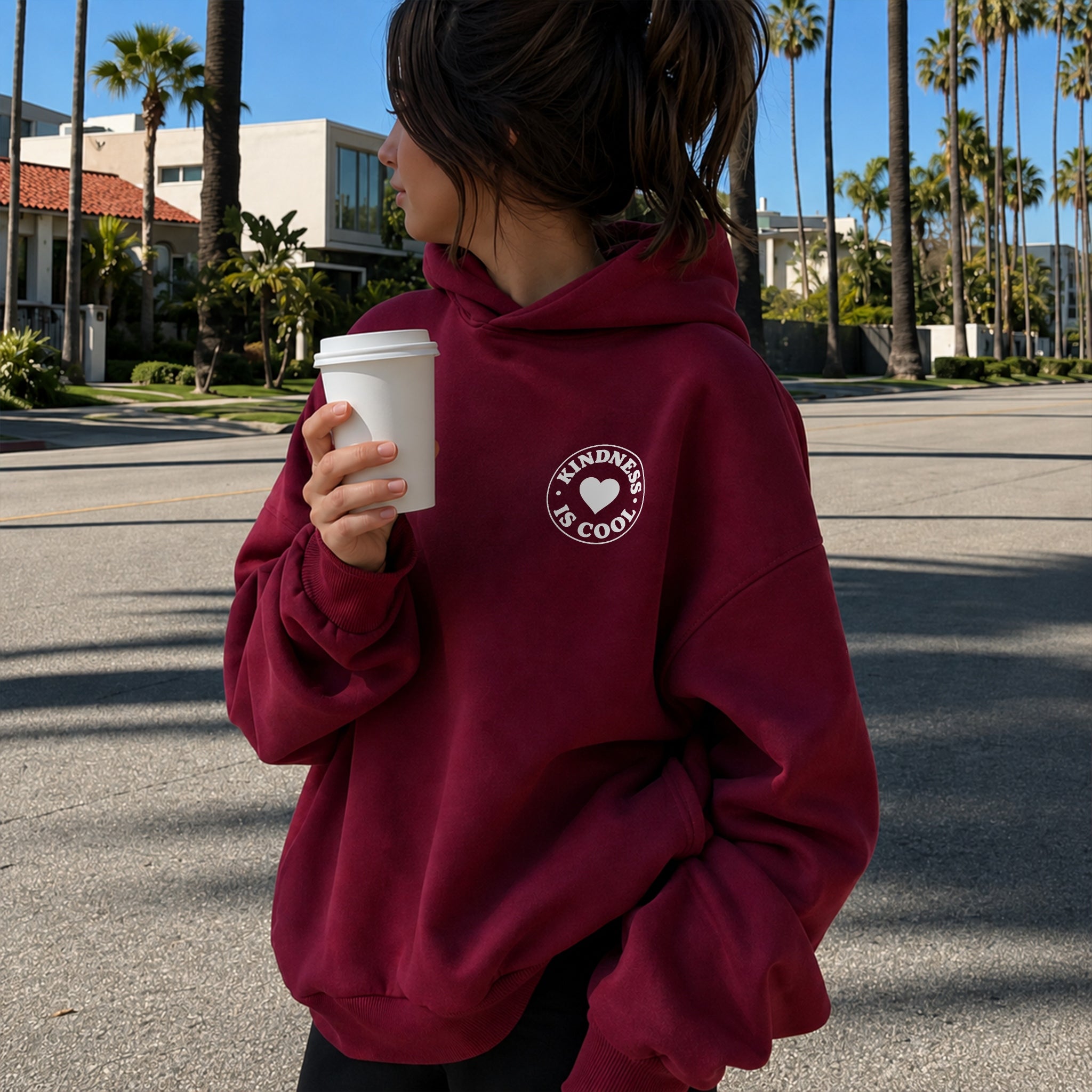 Kindness Wave Hoodie - Burgundy front