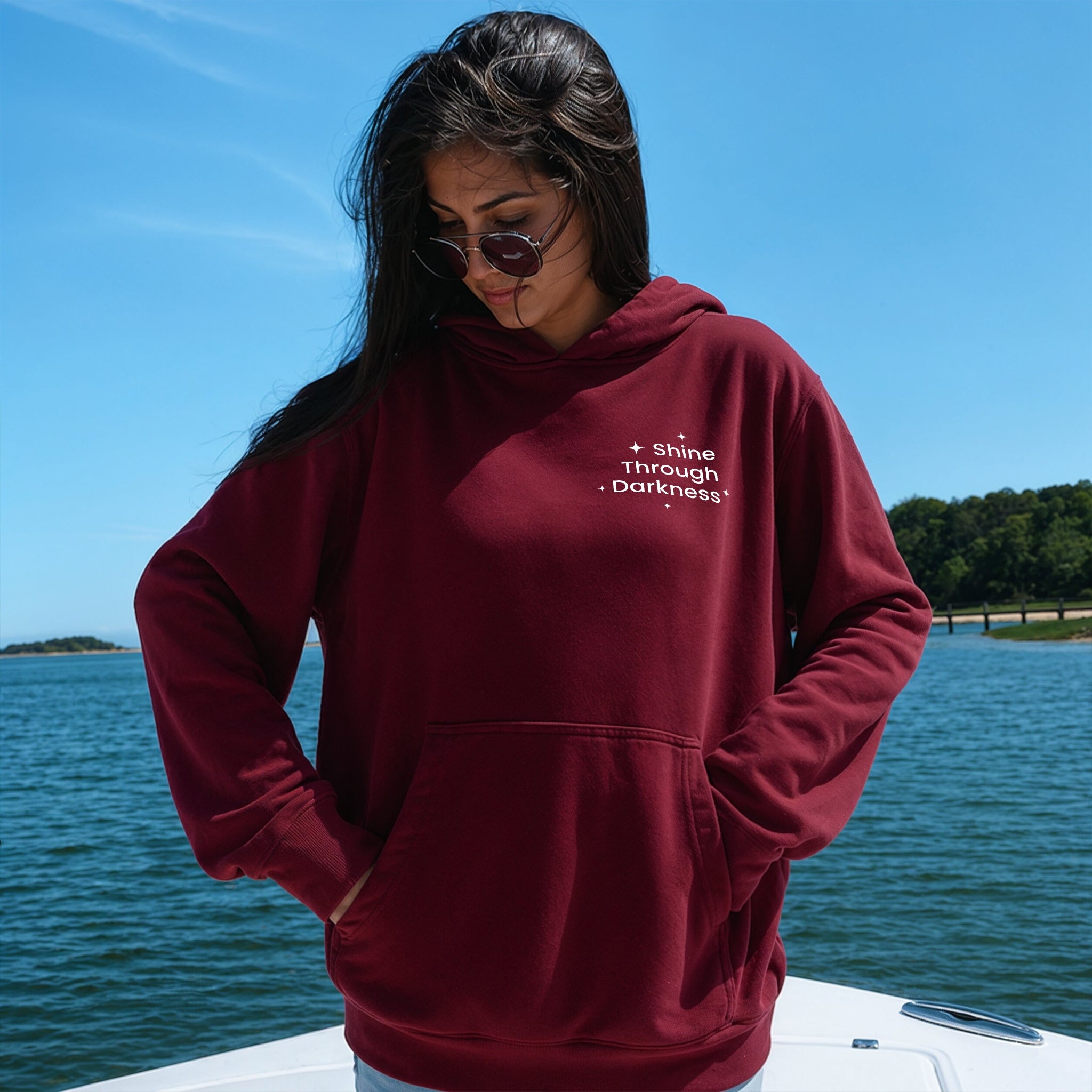 Darkest Nights Hoodie - Burgundy Front