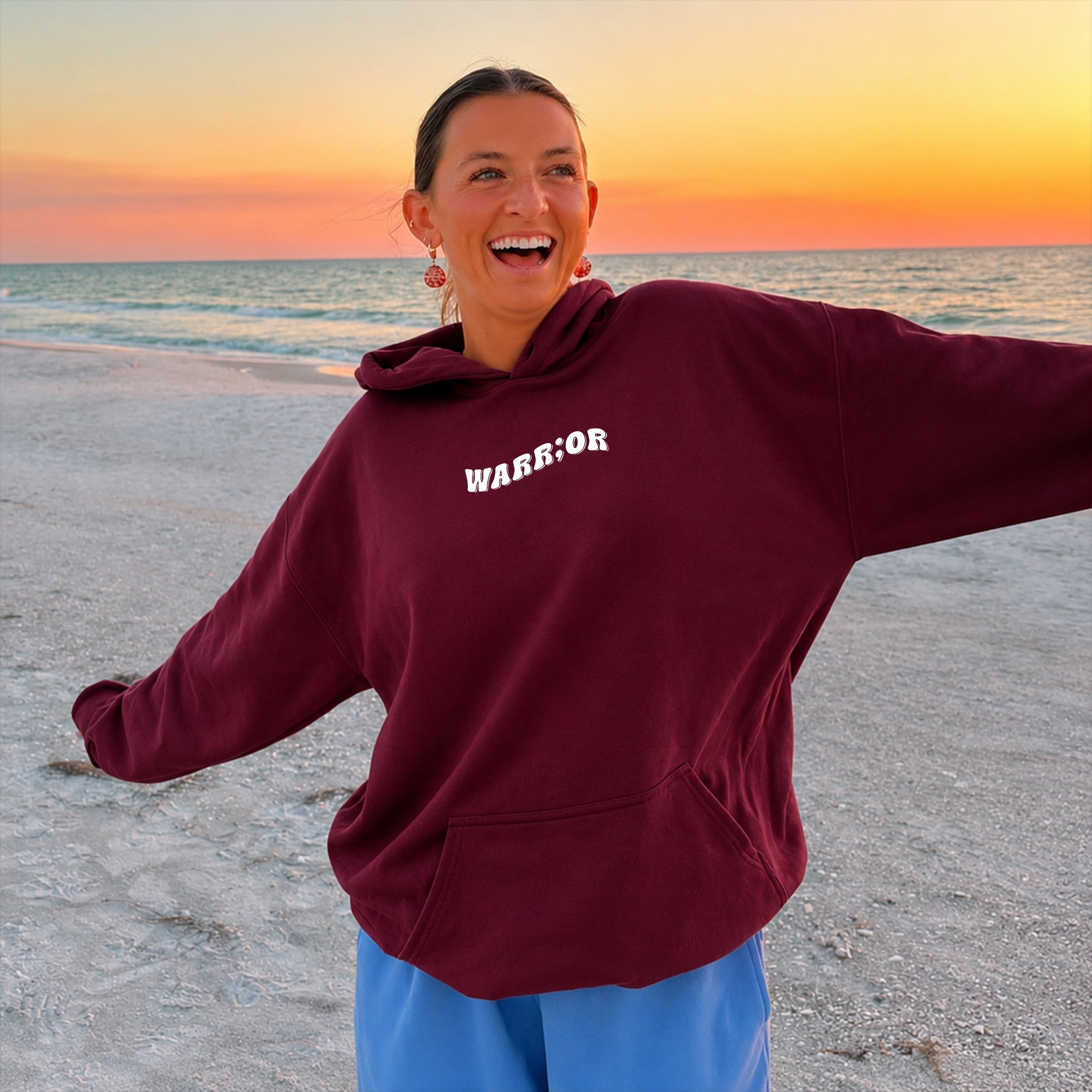 Warr;or Hoodie - Burgundy front
